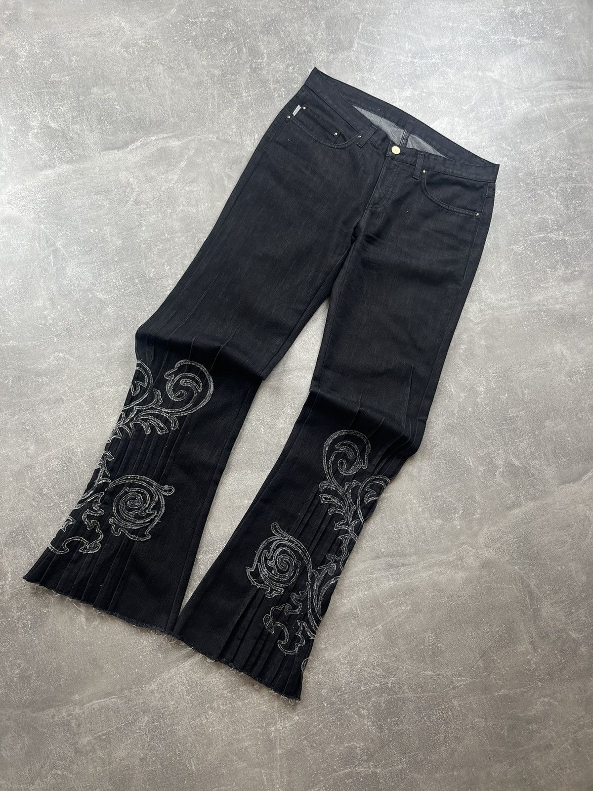 Iceberg Iceberg Jeans Black Denim Pants Embroidered Flare Y2K Size 30" / US 8 / IT 44 - 7 Thumbnail