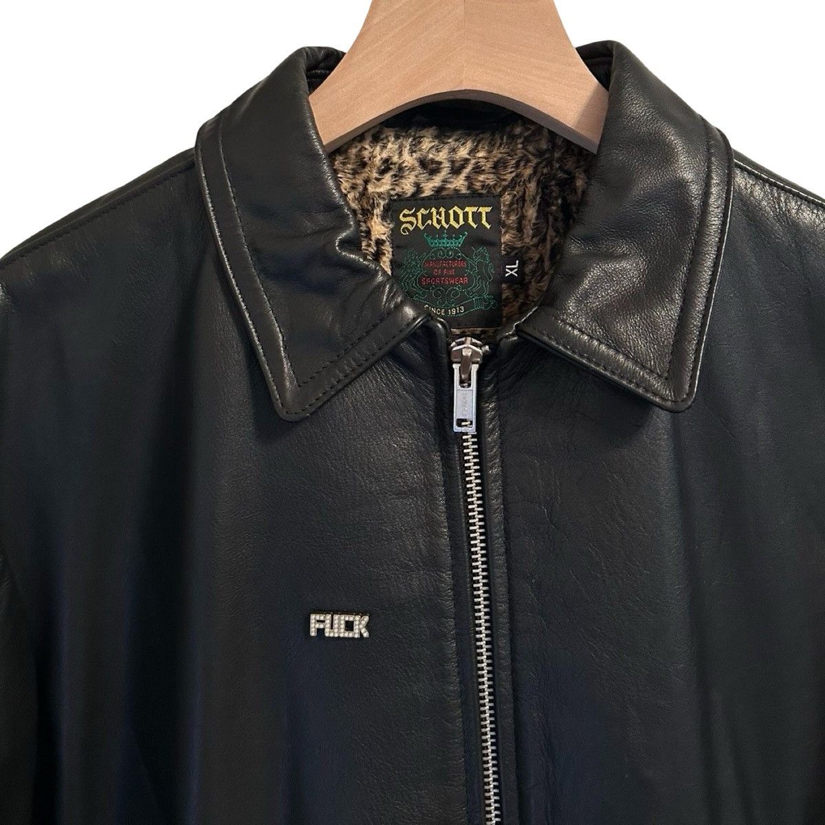 Schott × Supreme Supreme Schott Leopard Lined Leather Work Jacket Size US XL / EU 56 / 4 - 4 Thumbnail