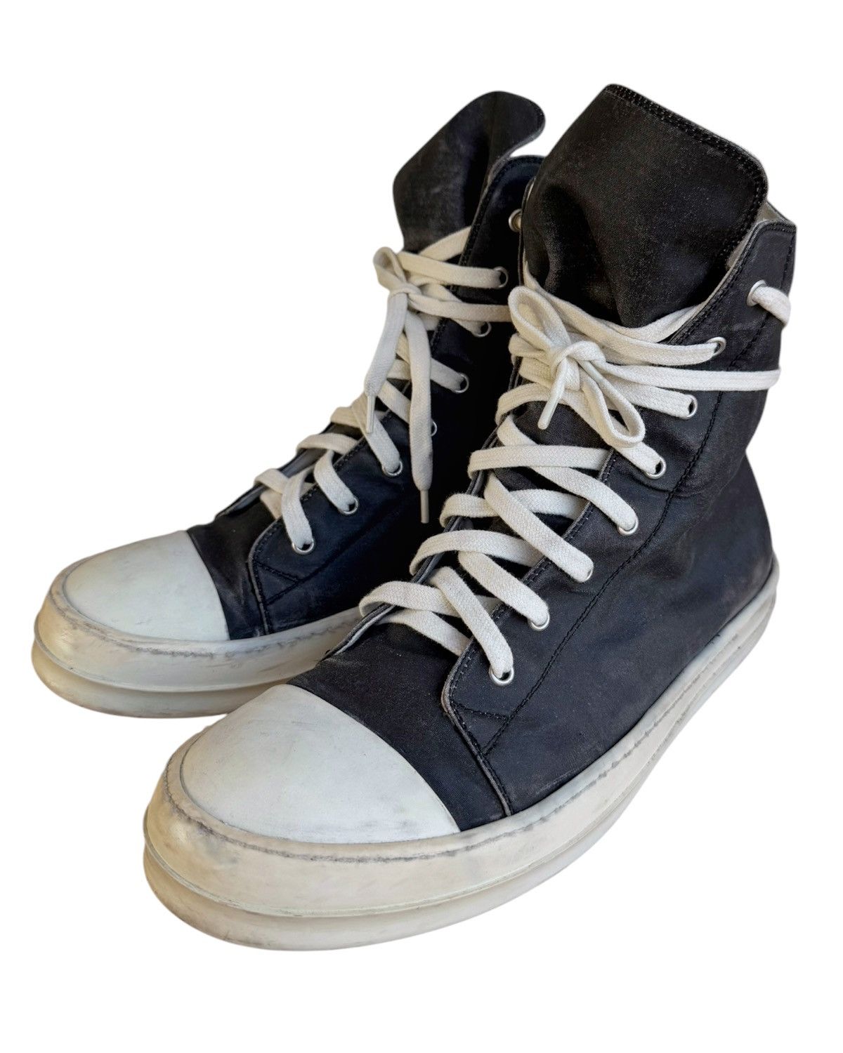 Pre-owned Rick Owens X Rick Owens Drkshdw Wax Canvas Nylon Ramones High Shoes In Black