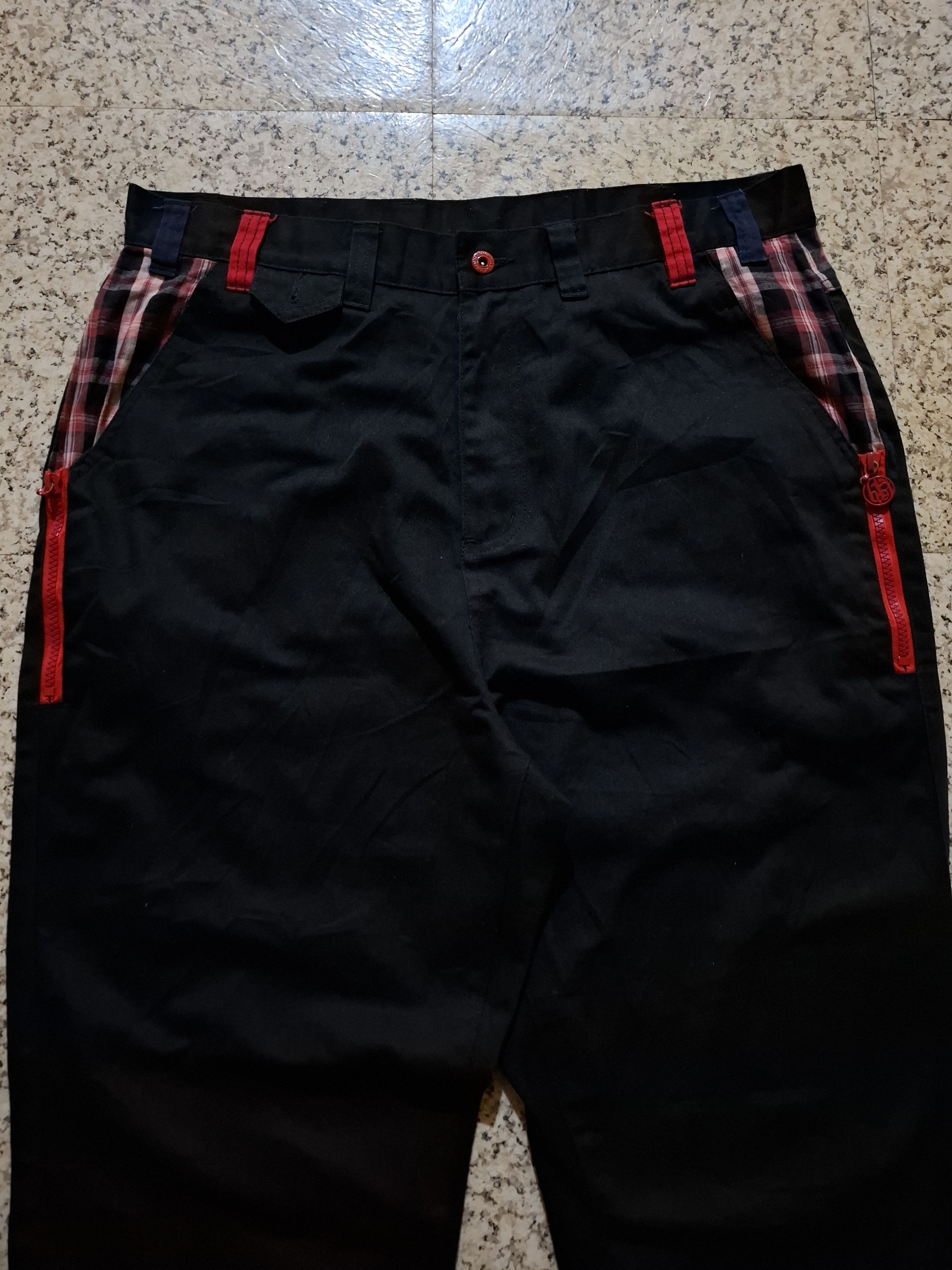 Japanese Brand 🔥 RARE Y2k B-One-Soul Projects Plaid Trim Streetwear Pants Size US 35 - 2 Thumbnail