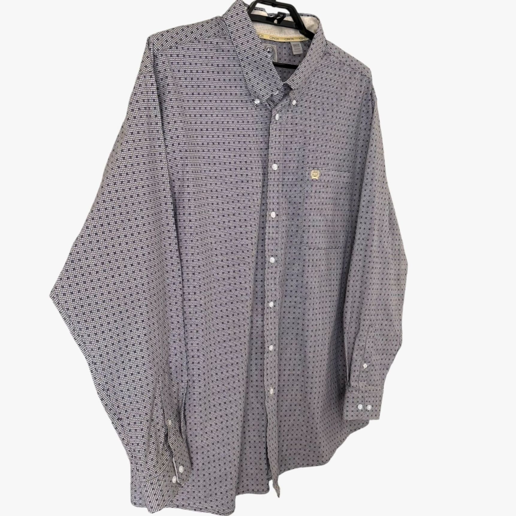 Vintage Cinch Shirt Geometric Button-Down Gray Men's XXL Long Sleeve Western Cowboy Button-Up 2XL Regular Cotton Blend Size US XXL / EU 58 / 5 - 3 Thumbnail