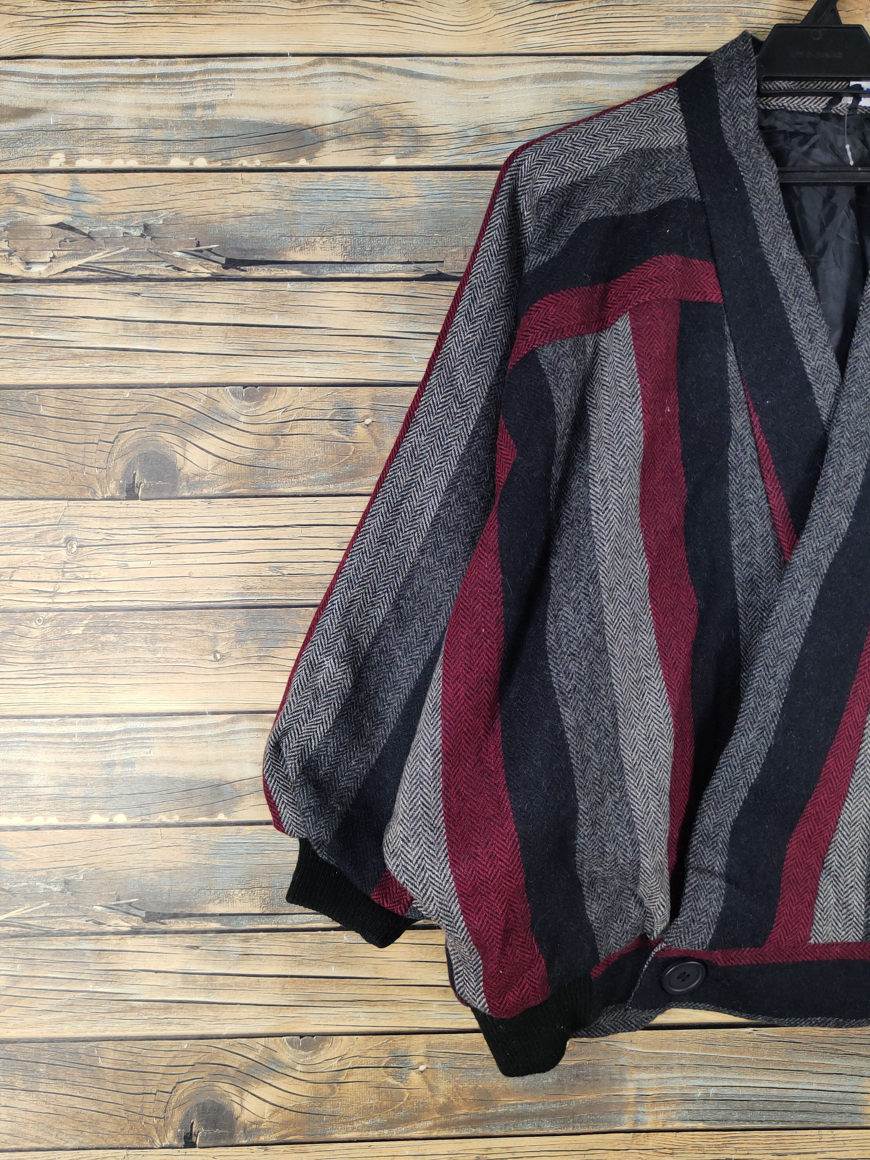 Homespun Knitwear Japanese Brand Black Red Knitwear Jackets #W2053 Size US L / EU 52-54 / 3 - 3 Thumbnail