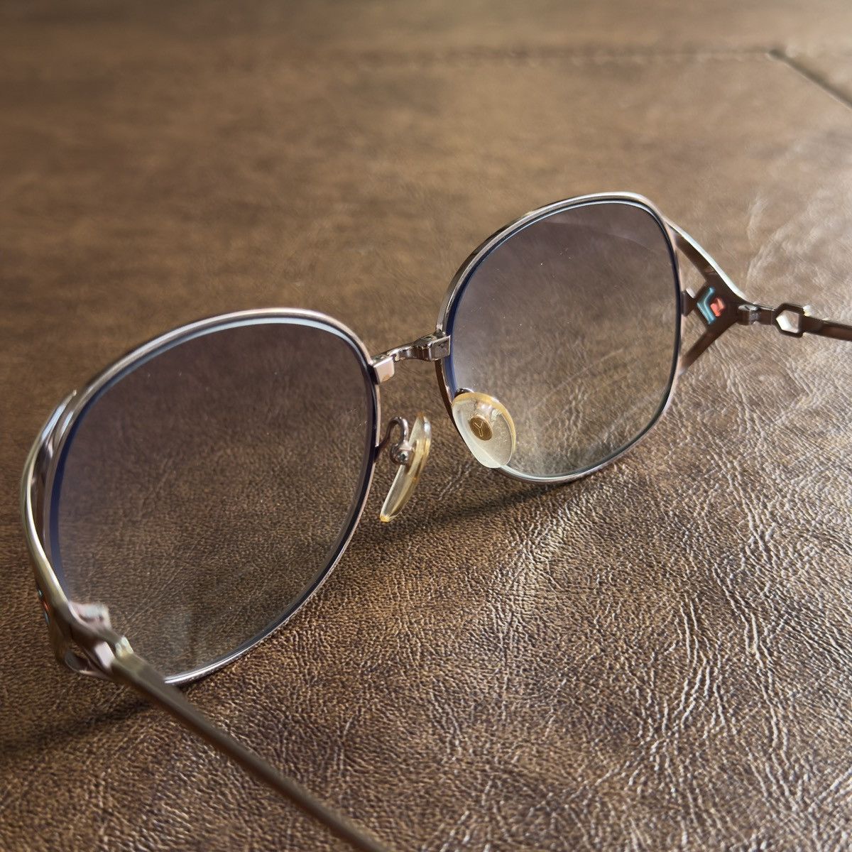 Yves Saint Laurent 2000s Stained Glass Openwork Blue Light Tint Glasses Size ONE SIZE - 8 Thumbnail