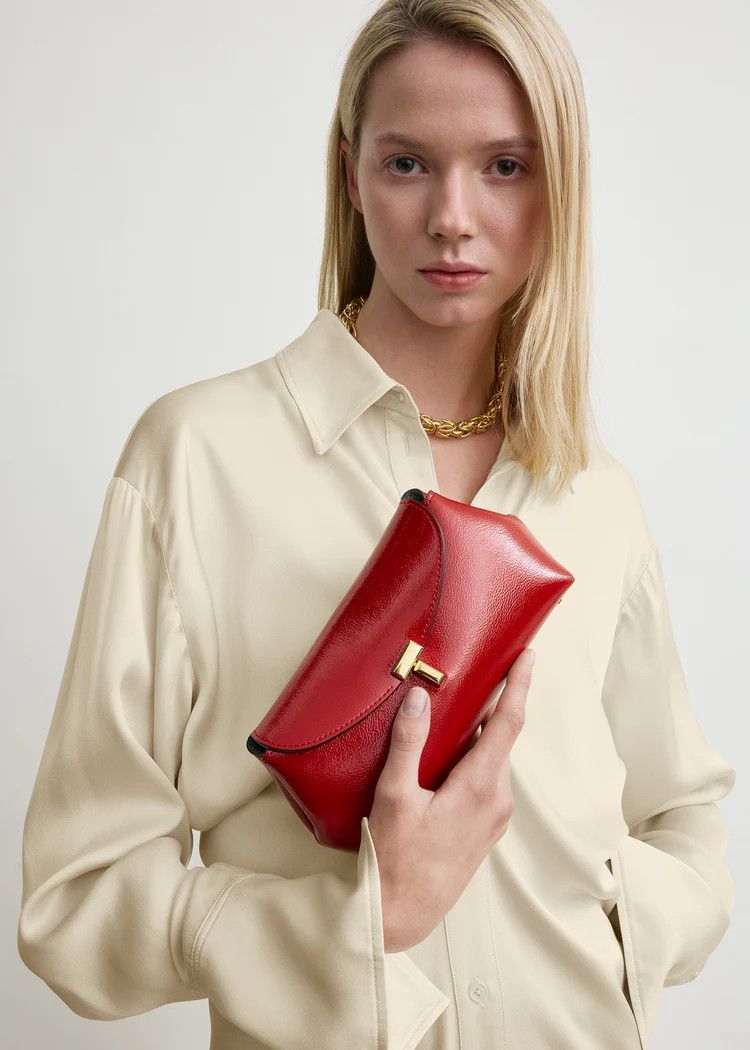 Toteme os11x0726 Size: OS / Mini T-Lock Naplack Clutch in Red Size ONE SIZE - 2 Thumbnail