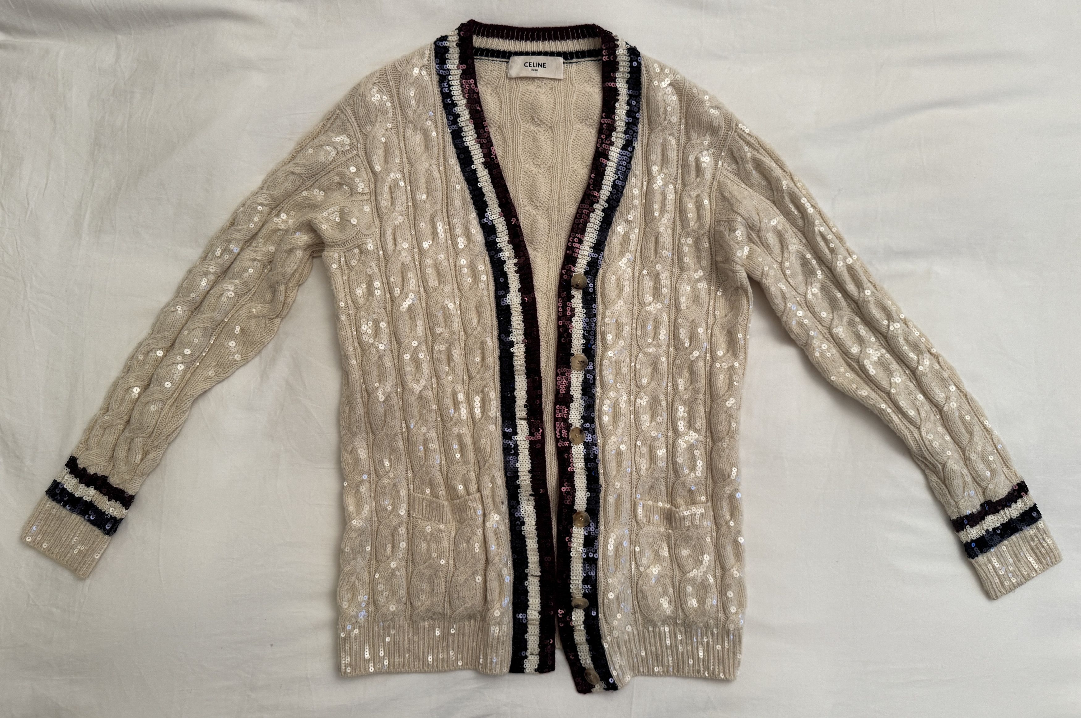 Celine × Hedi Slimane SS20 Wool Sequined Cardigen Runway Show Hedi Slimane Size US M / EU 48-50 / 2 - 2 Thumbnail