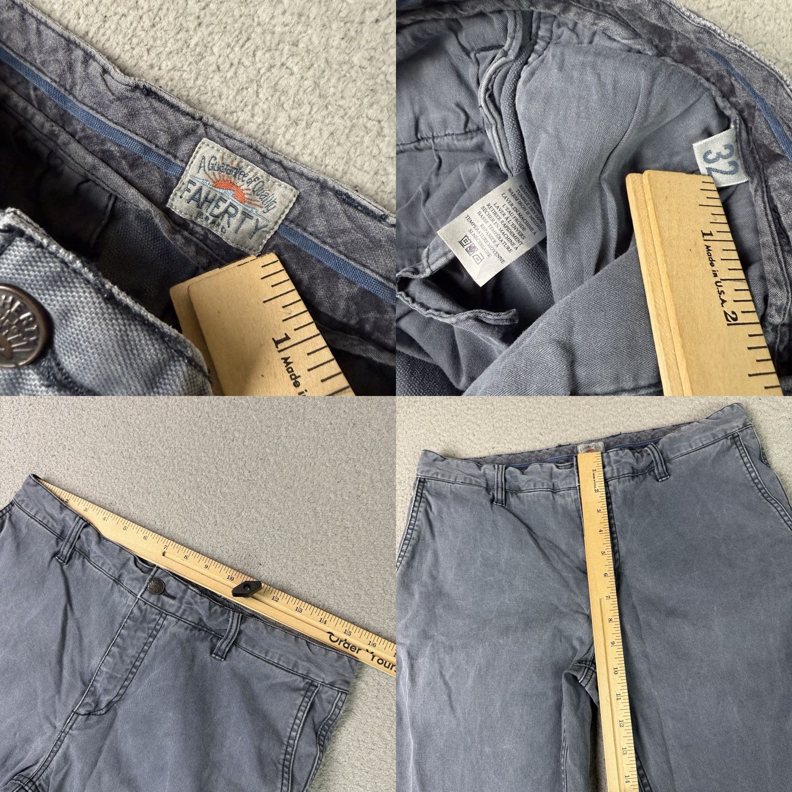Faherty Faherty Pants Mens 32 Gray Faded Slim Fit Straight Casual Cotton Blend 5 Pockets Size US 32 / EU 48 - 8 Thumbnail