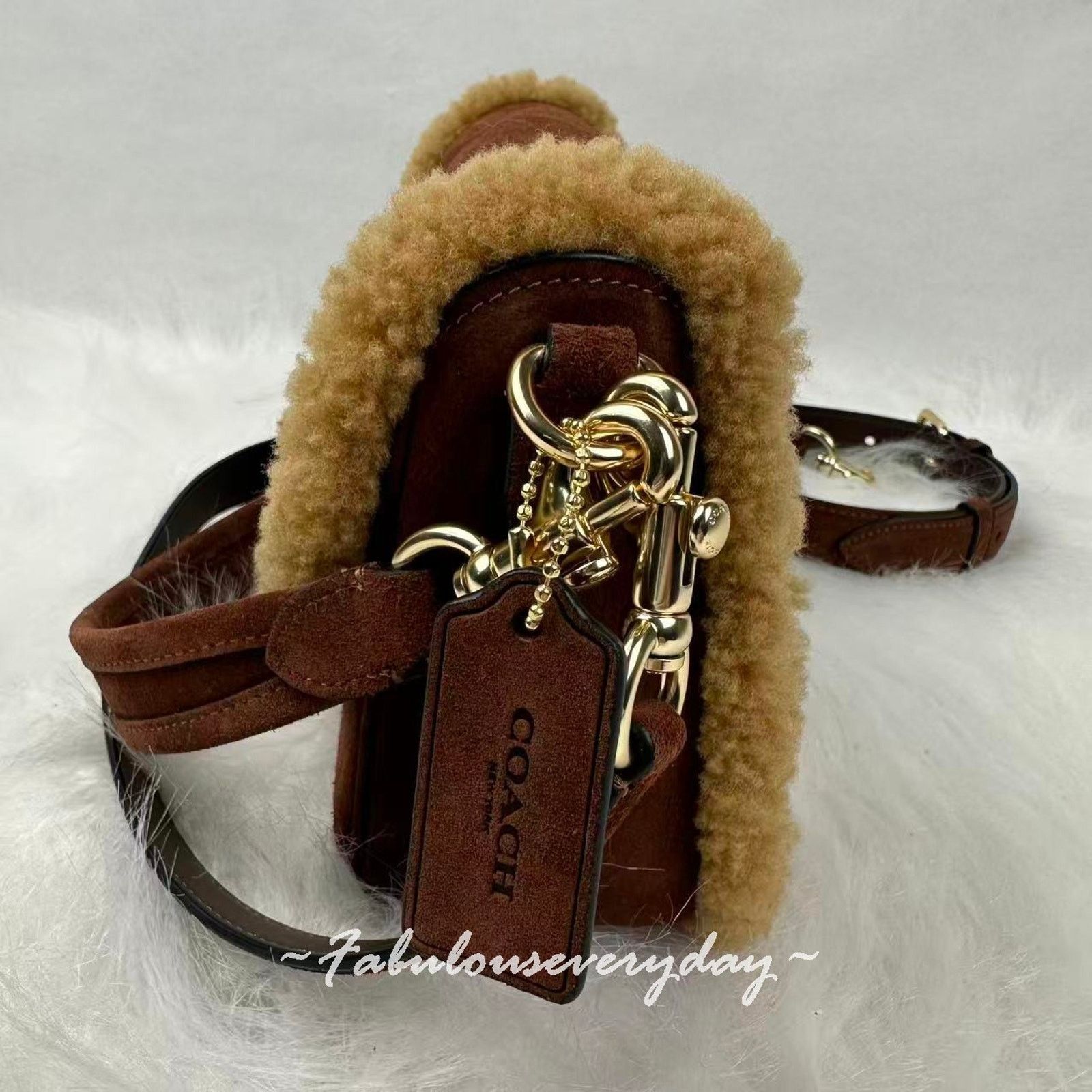 Coach coach Hadley Shoulder xbody Suede/Shearling/ Vintage Brown Size ONE SIZE - 2 Thumbnail