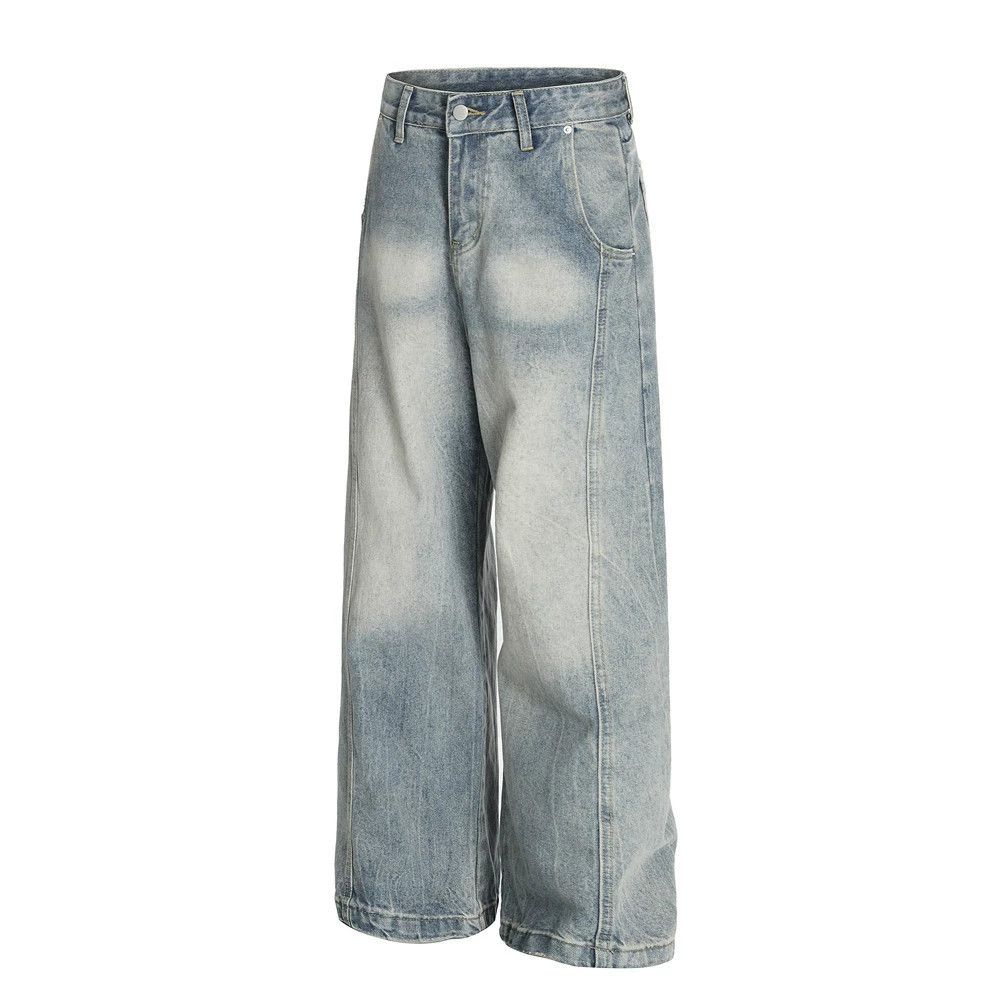 Jean Punk retro washed men's distressed gradient jeans Size US 32 / EU 48 - 2 Thumbnail