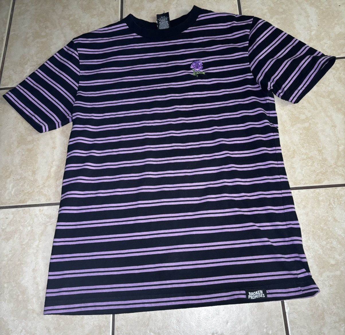 Broken Promises Co. Broken promises black and purple striped T-shirt Size US M / EU 48-50 / 2 - 2 Thumbnail