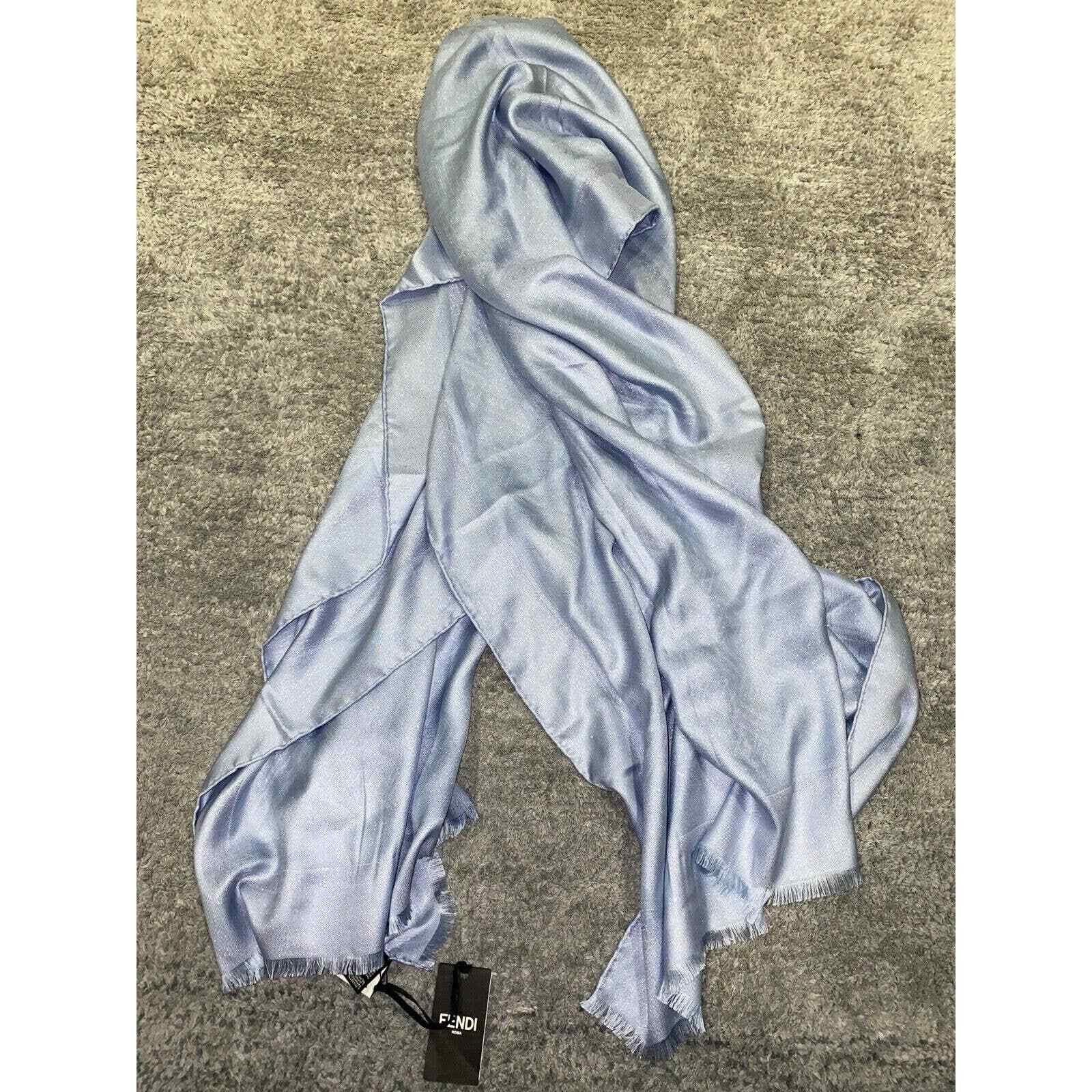 Fendi Fendi Monogram Logo Silk Fringe Hem Wrap Shawl Stole Scarf Size ONE SIZE - 1 Thumbnail