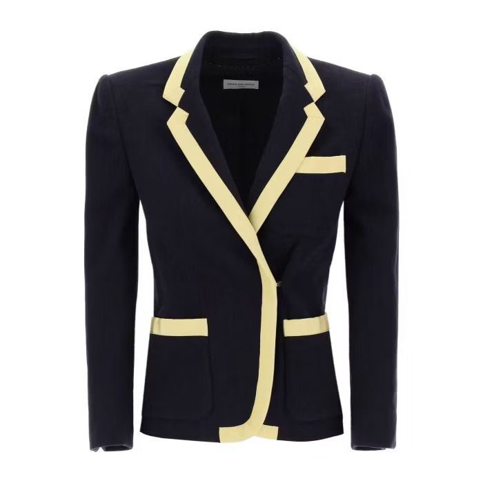 image of Dries Van Noten O1S22I1N0524 Shetland Fabric Blazer In Blue, Women's (Size XS)