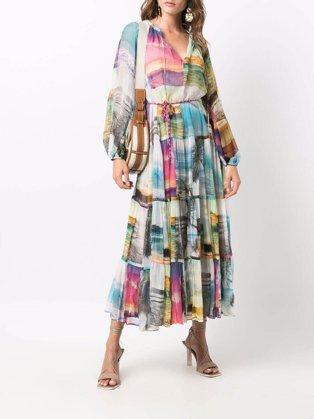 Shelly Tiered Tie Midi Dress