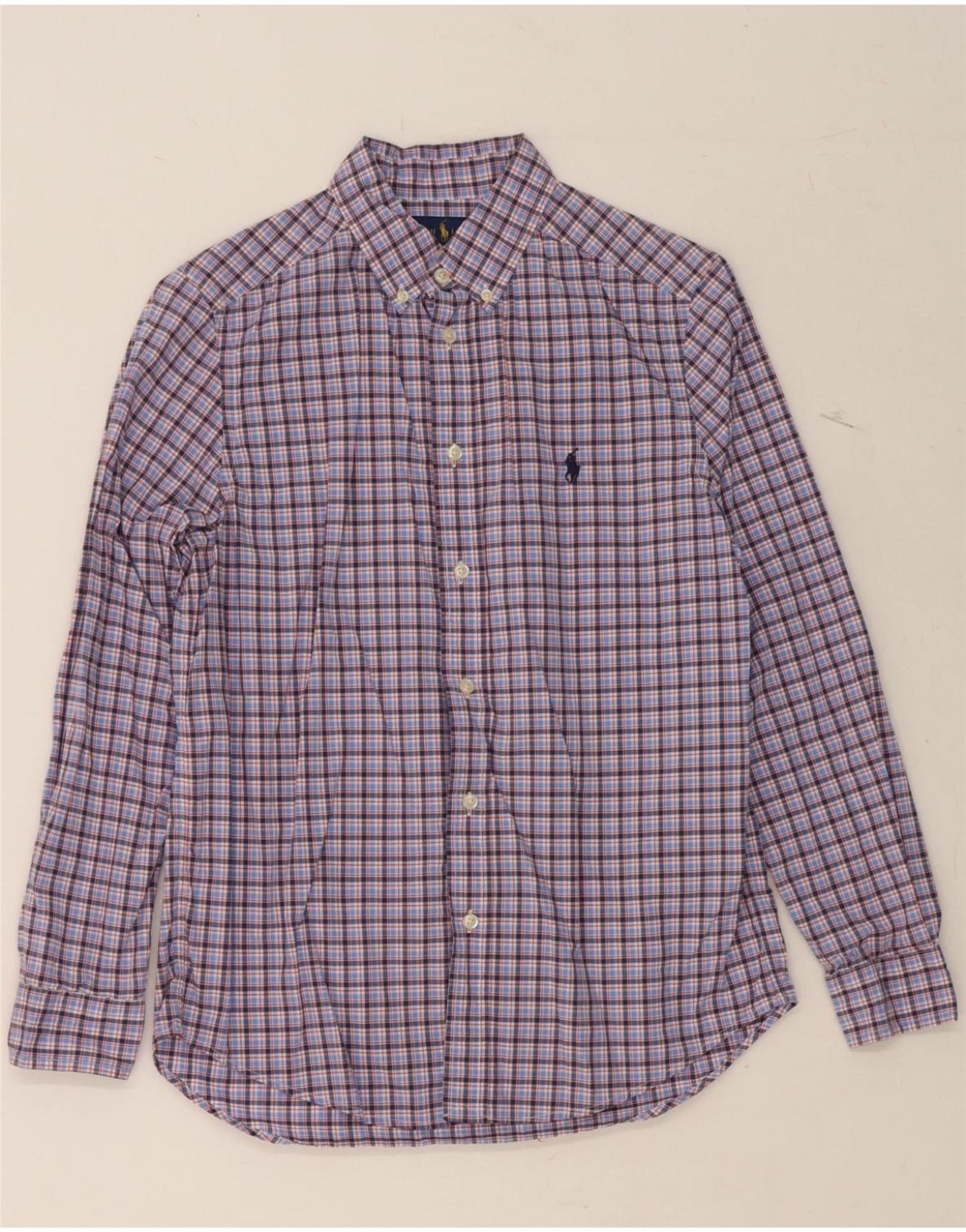 Ralph Lauren Boys Shirt 14-15 Years Large Blue Check Cotton Size L / US 10 / IT 46 - 1 Thumbnail