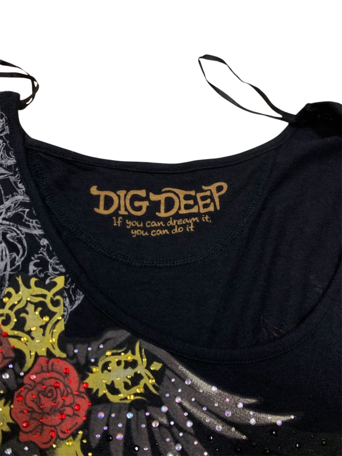 Japanese Brand Dig Deep Black Label Rhinestone v neck y2k Vintage Size M / US 6-8 / IT 42-44 - 3 Thumbnail