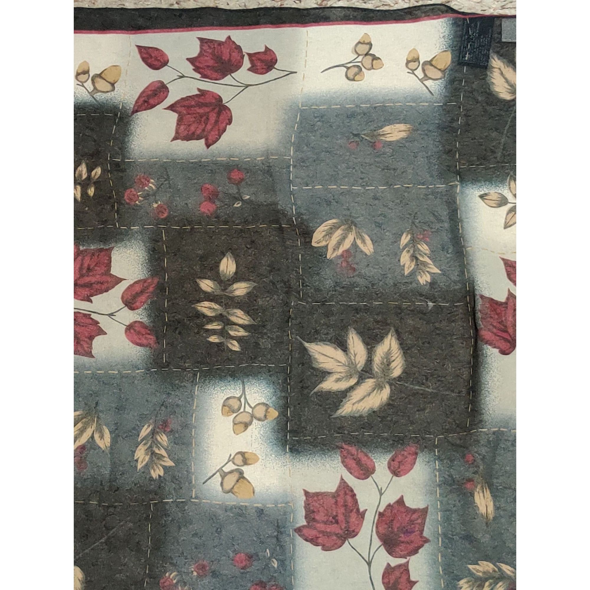Vintage Kathie Lee Womens Scarf Vintage Black Botanical Leaf Print S Size ONE SIZE - 5 Thumbnail