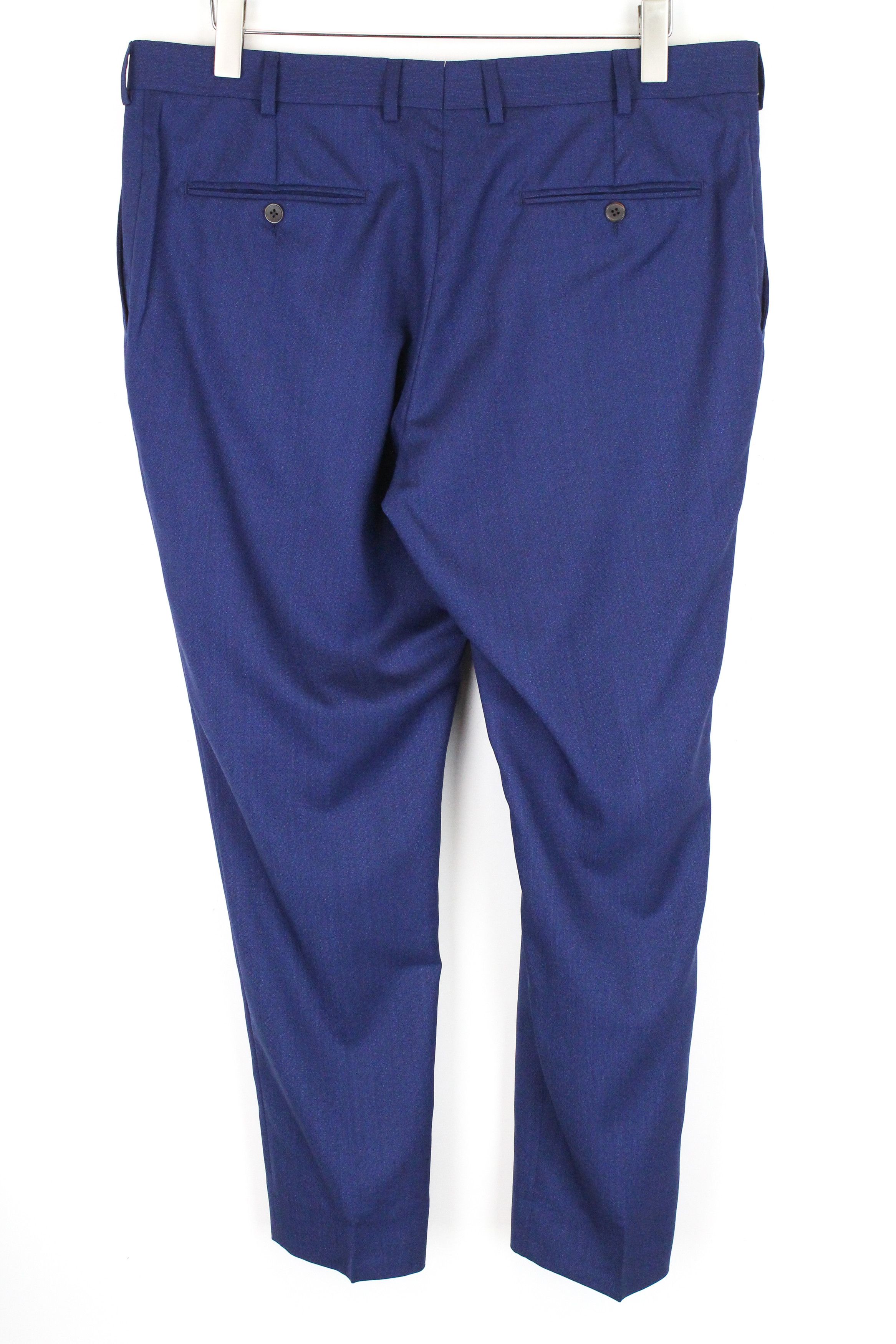 Suitsupply BRESCIA UK46S Blue Wool Lined Pleated Front Trousers 61753 Size 46S - 2 Thumbnail