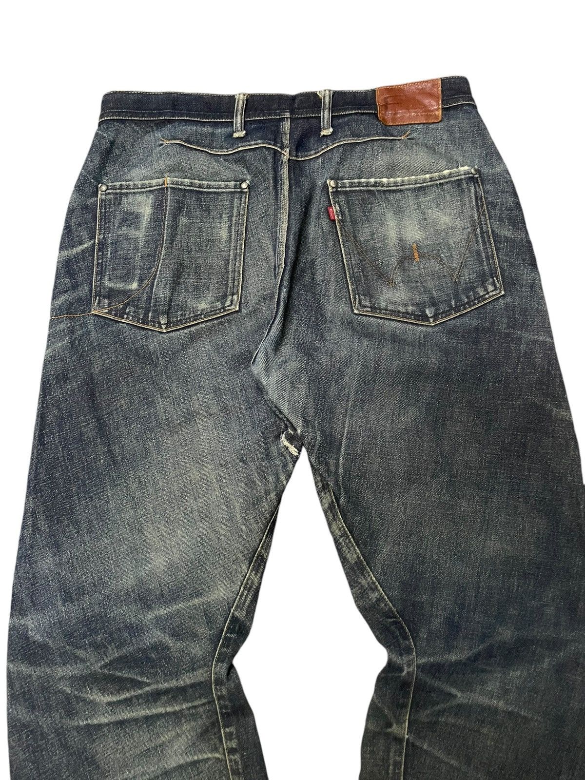 Edwin × Le Grande Bleu (L.G.B.) × Vintage 2000s Edwin Engineered E Function Curved Leg Aging Jeans Size US 36 / EU 52 - 11 Thumbnail