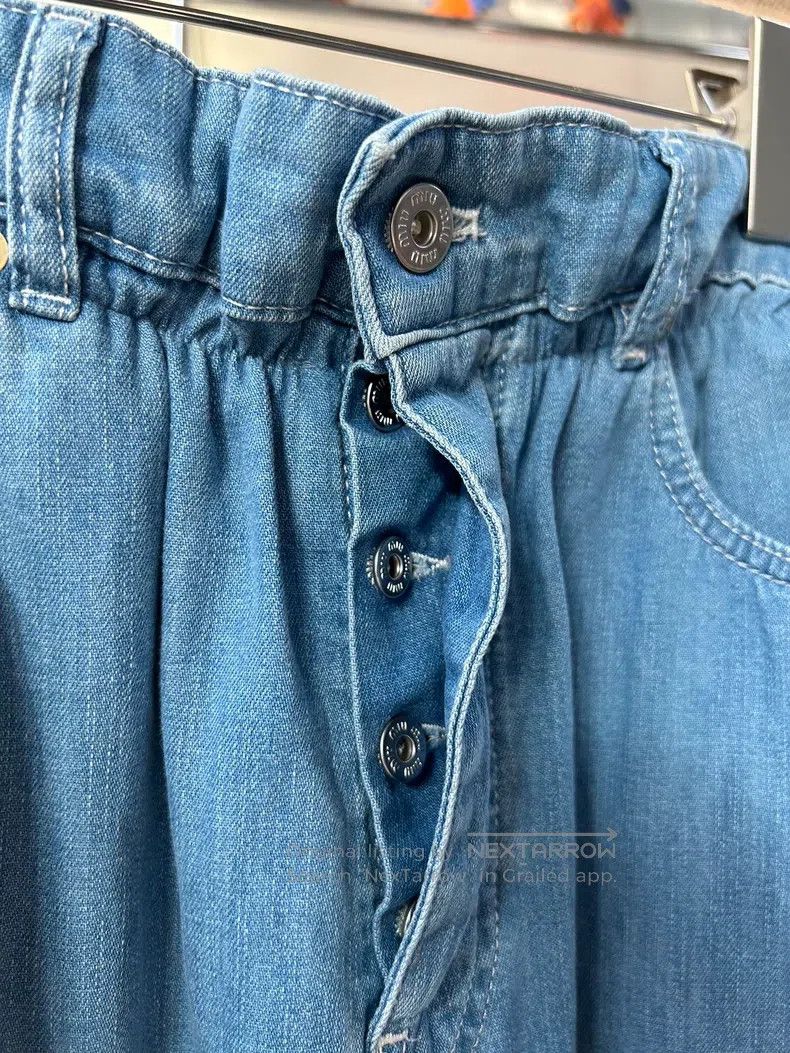 Miu Miu Miu Miu 27 Blue bud waist cotton trousers Size 27" / US 4 / IT 40 - 3 Thumbnail