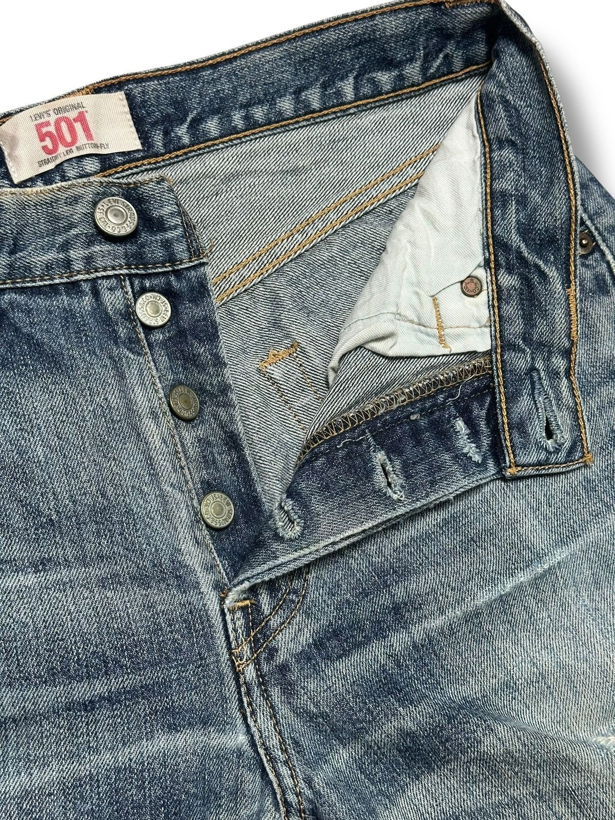 Levi's Levis 501 Vintage Y2K With Distressed Straight Leg Butterfly Size US 30 / EU 46 - 8 Thumbnail