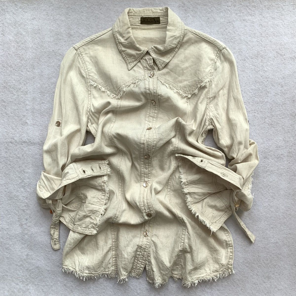 2000s G.O.A Frayed Pearl Button Safari Shirt