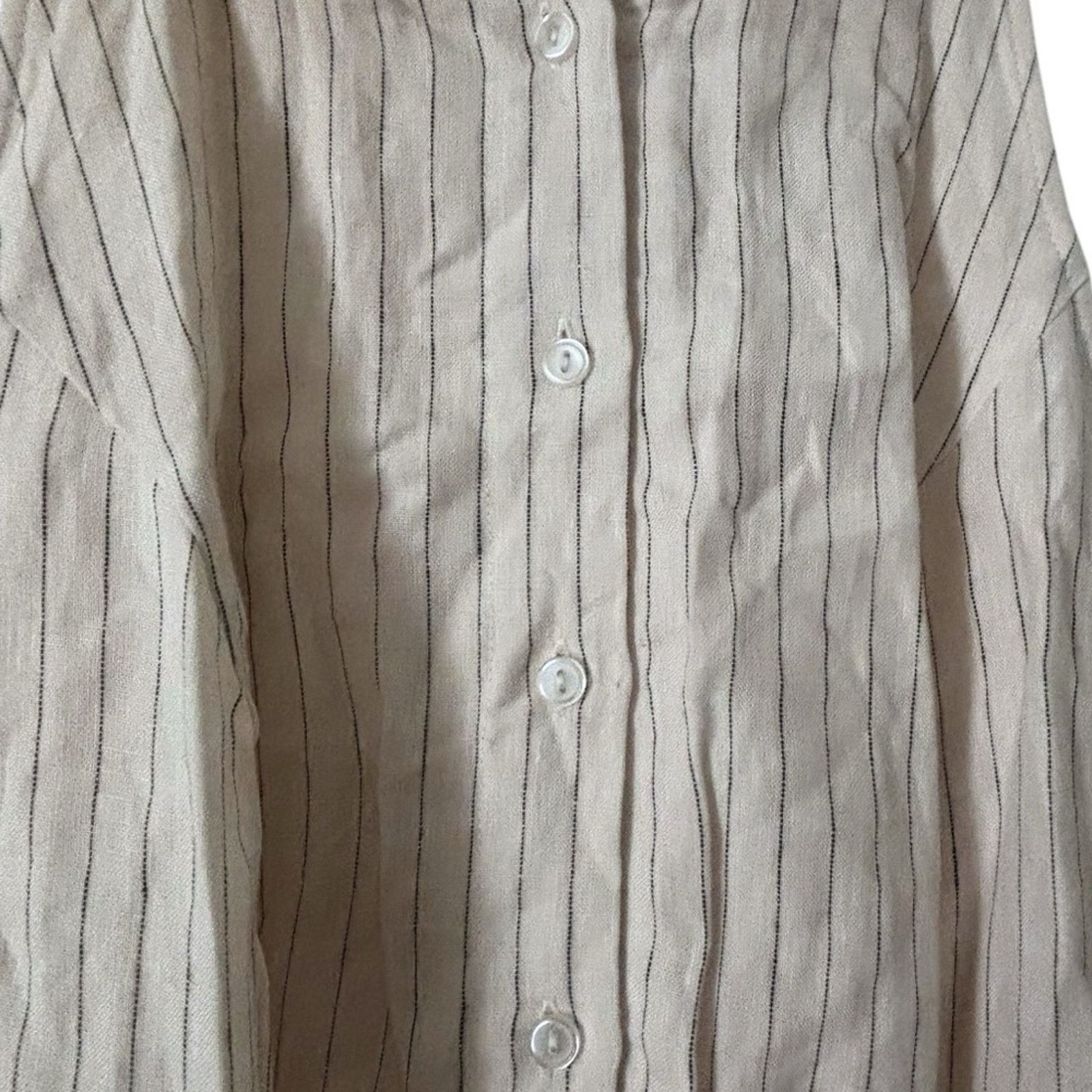 Torrid Torrid Linen Fluted Pinstripe Skater Sleeveless Ivory Dress Size XL / US 12-14 / IT 48-50 - 4 Thumbnail