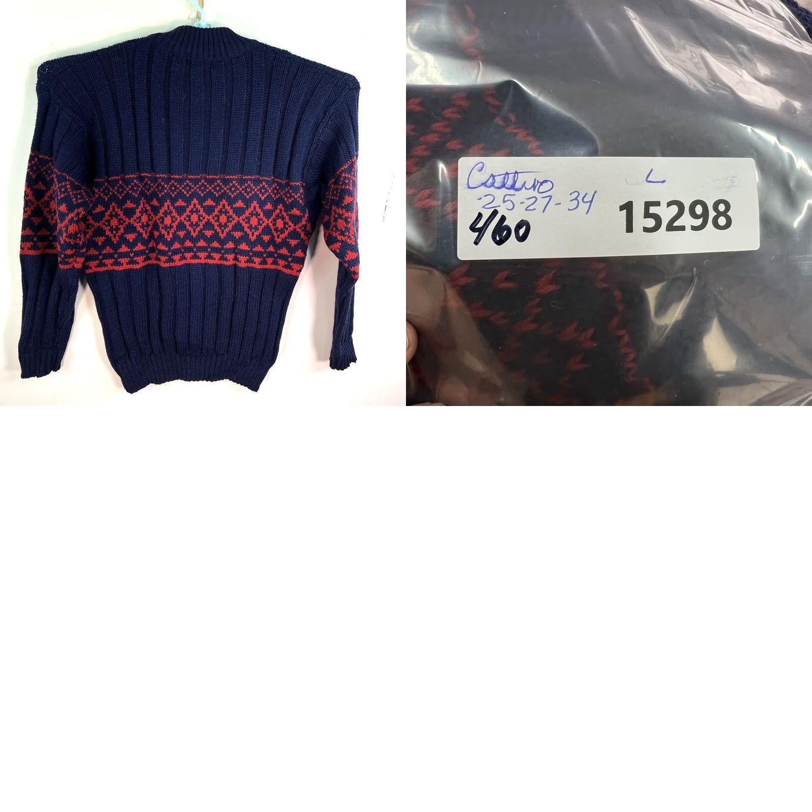 Vintage VINTAGE Cattivo 100% Wool Nordic Fair Isle Sweater Mens Large Blue Casual 90s Classic Size US L / EU 52-54 / 3 - 8 Thumbnail