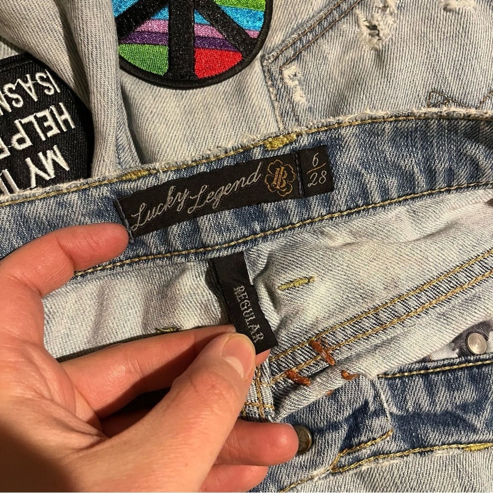 Lucky Brand Lucky Brand Sweet n Low Jeans Sz 6 Light Wash Custom Patches Size 28" / US 6 / IT 42 - 13 Thumbnail