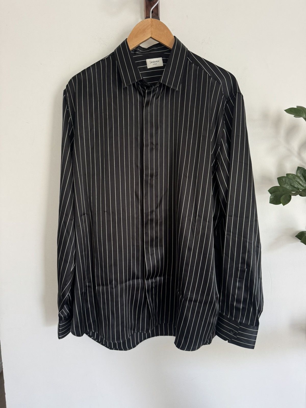 Saint Laurent Paris New Season Silk Striped Shirt Size US XL / EU 56 / 4 - 1 Thumbnail
