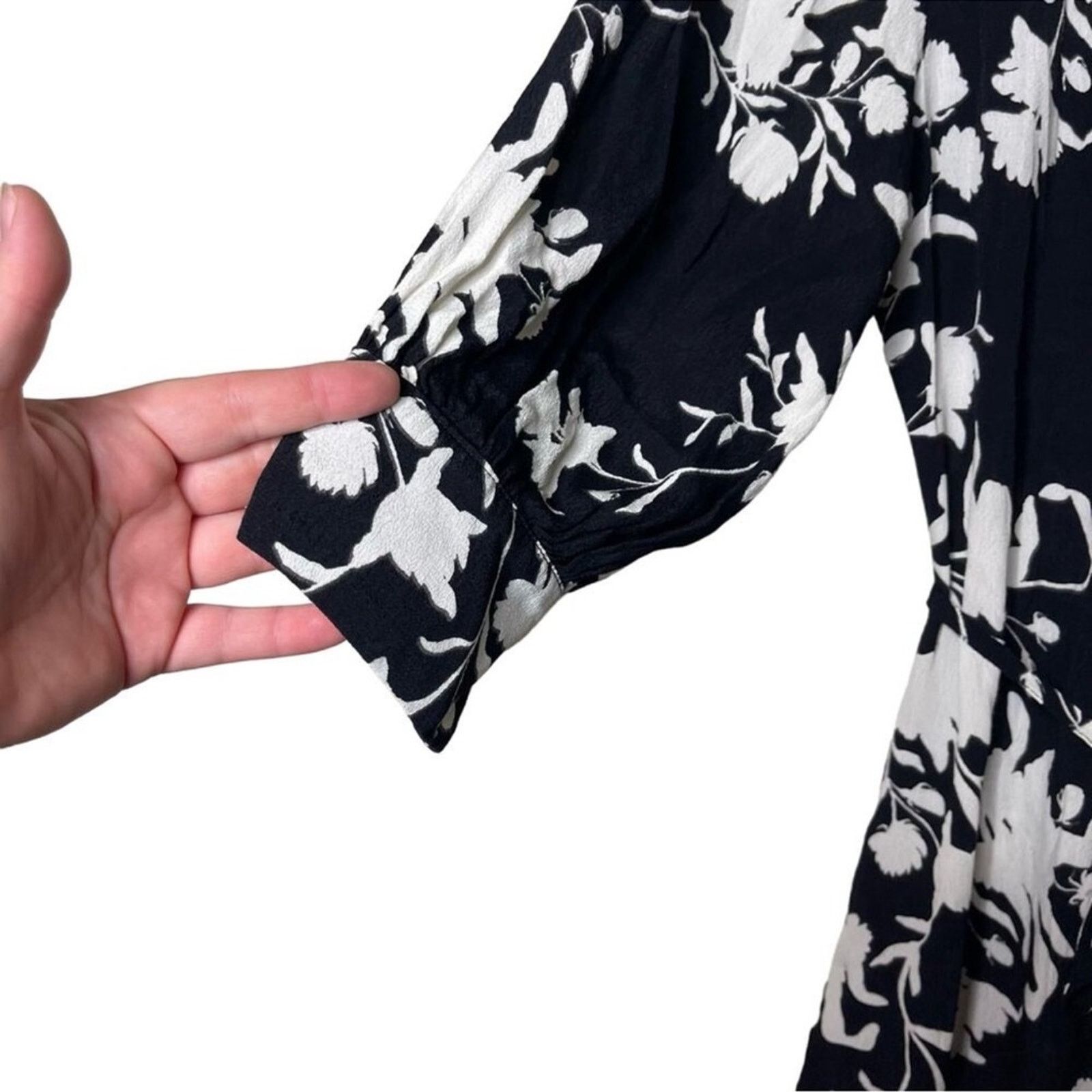 JOHANNA ORTIZ H&M BLACK & WHITE ORCHID FLORAL WRAP DRESS