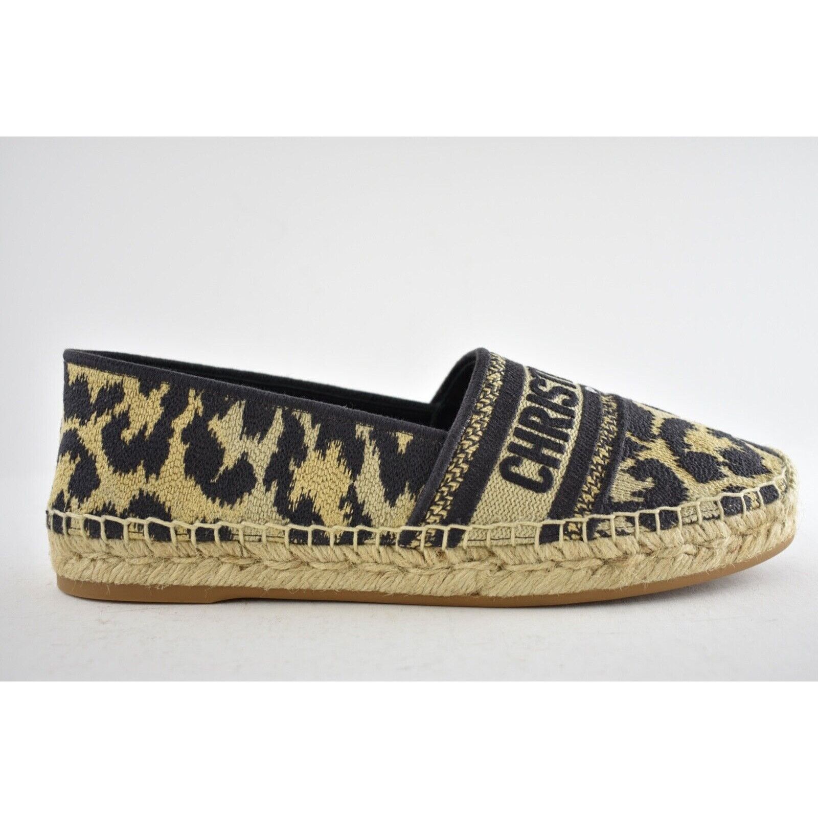 Dior Granville Leopard Logo Embroidered Espadrille Flat 37.5 Size US 7.5 / IT 37.5 - 3 Thumbnail