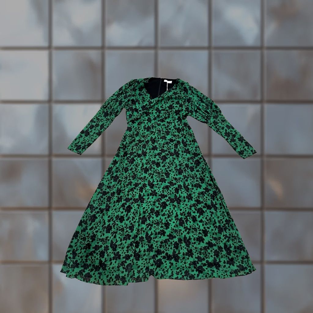 Vintage Pearl By Lela Rose Womens Emerald Floral Jacquard Asymmetrical MIDI Dress 12 Size XL / US 12-14 / IT 48-50 - 1 Thumbnail