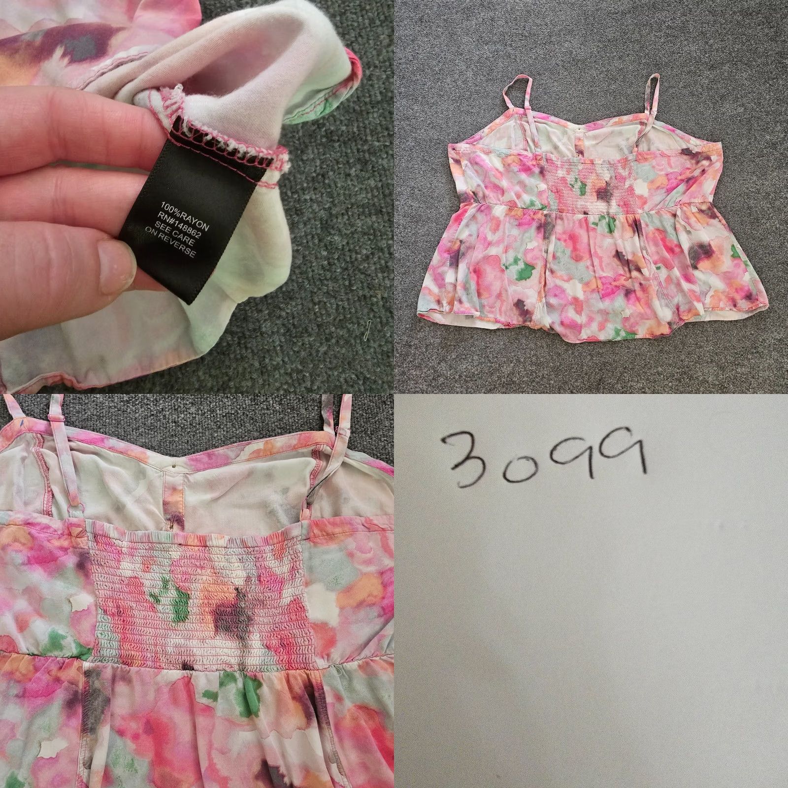 Torrid Torrid Tank Top Womens 5X Pink Watercolor Adjustable Smocked Casual Art Shirt Adult Plus Sized Sleeveless Size XXL / US 16-18 / IT 52-54 - 8 Thumbnail