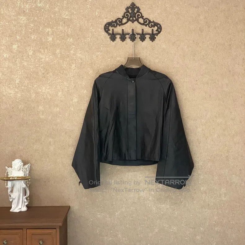 Loewe Black Leather Jacket with Back Logo