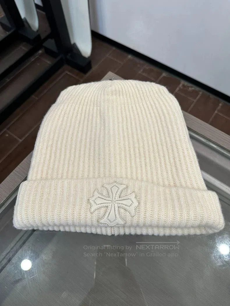 Chrome Hearts Chrome Hearts white wool beanie with cross silver jewelry a Size ONE SIZE - 2 Thumbnail