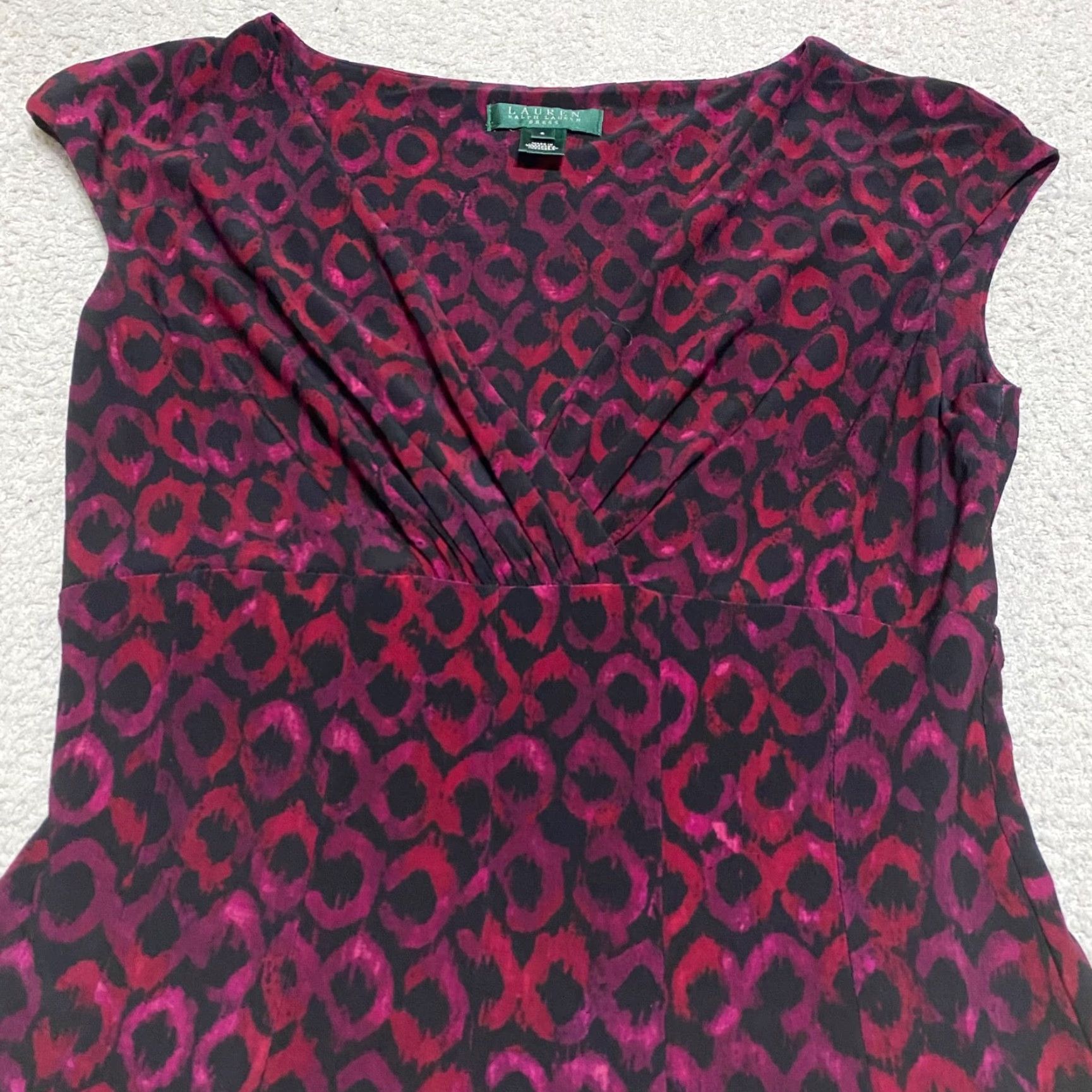 Ralph Lauren Lauren Ralph Lauren Womens Dress Geometric Multicolor V-Neck Sleeveless Fit & Flare 6 Adult Womens Size M / US 6-8 / IT 42-44 - 5 Thumbnail
