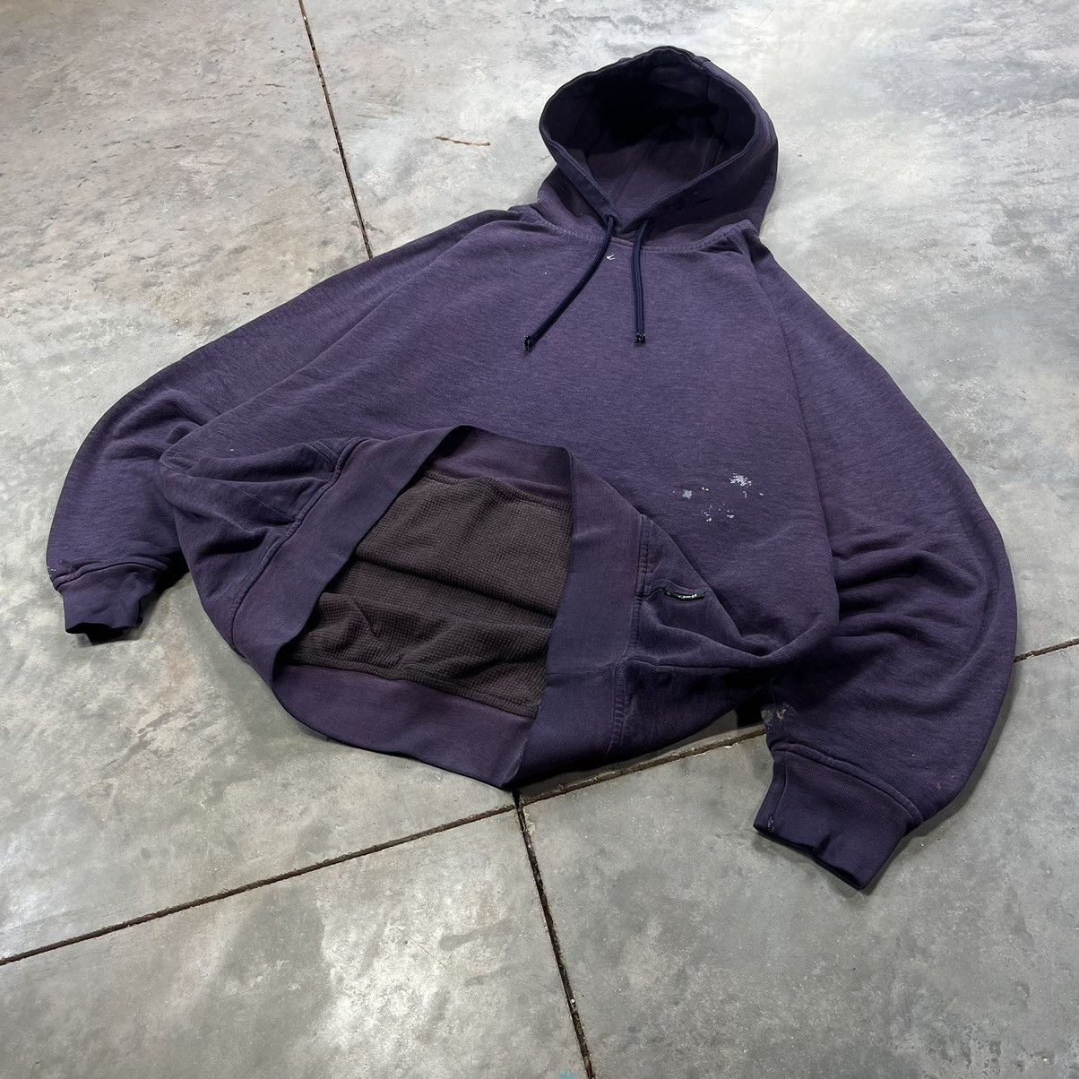 Vintage Vintage Thermal Lined Hoodie Sweatshirt Pullover 90s Faded Size US XXL / EU 58 / 5 - 2 Thumbnail