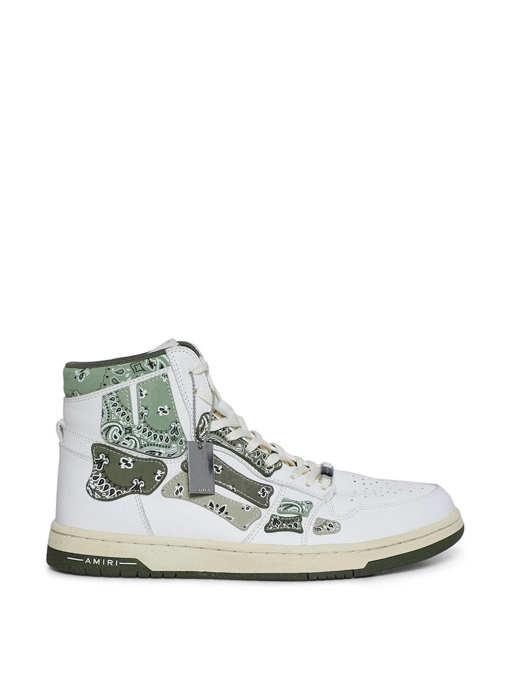 Amiri o1gr1nt1024 Bandana Skel Hi-Top Sneakers in White/Olive Size US 7 / EU 40 - 1 Thumbnail