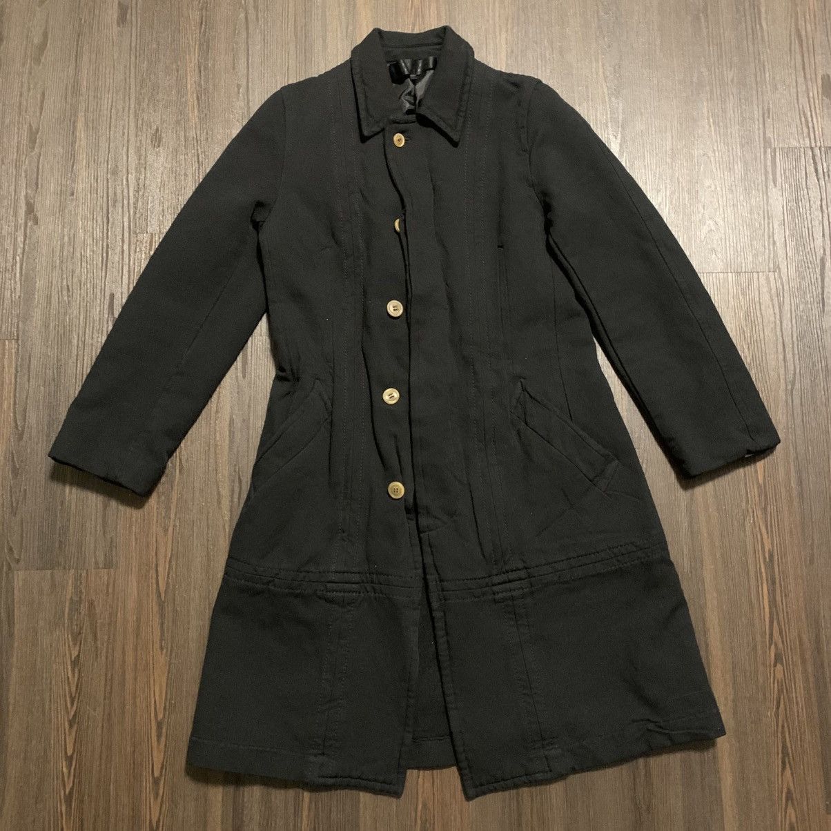 Comme des Garcons A/W 2005 Comme Des Garcons Black Polyester Button Coat Size L / US 10 / IT 46 - 2 Thumbnail