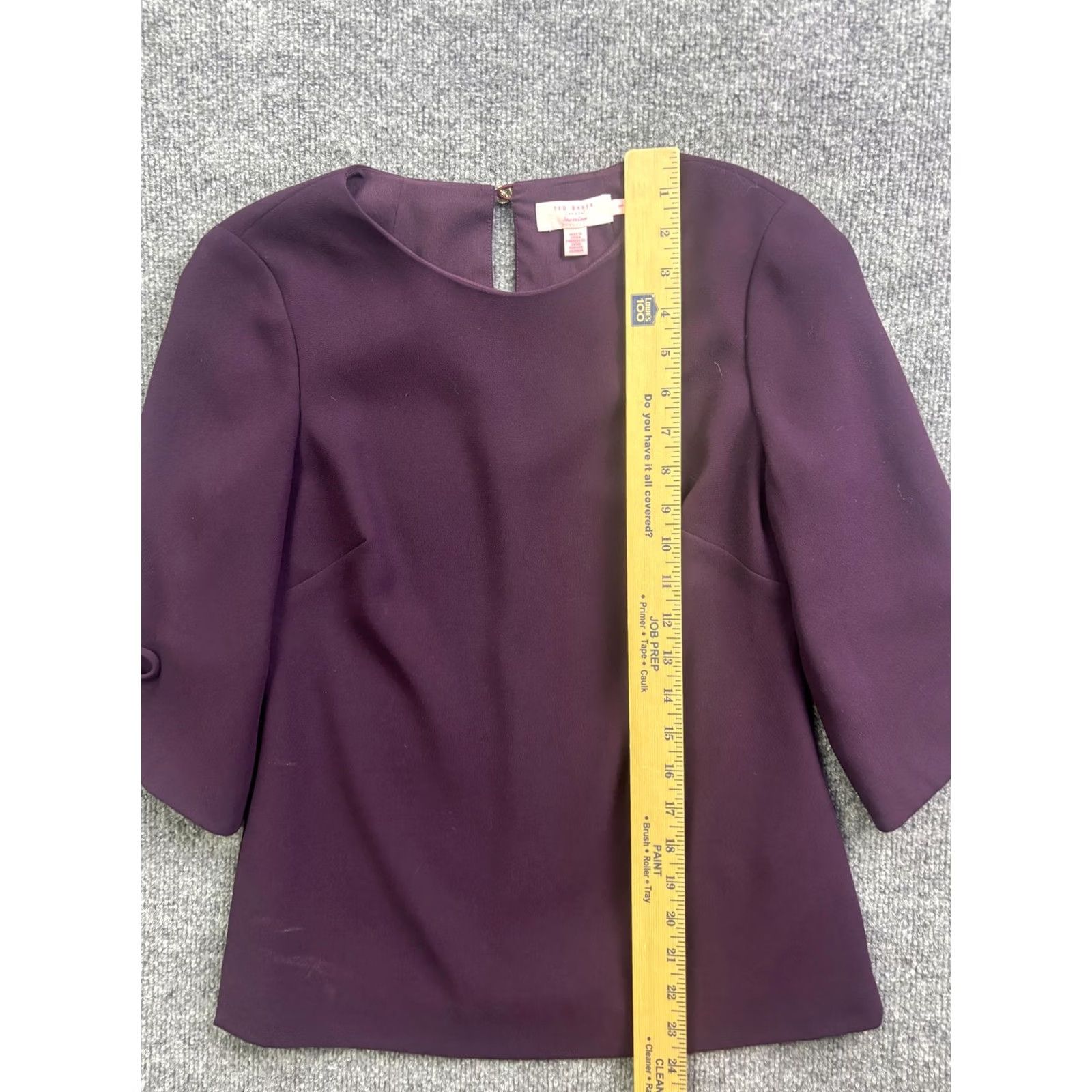 Ted Baker Ted Baker Blouse Womens 1 Purple 3/4 Sleeve Bow Cuff Round Neck Top Work Size XS / US 0-2 / IT 36-38 - 4 Thumbnail