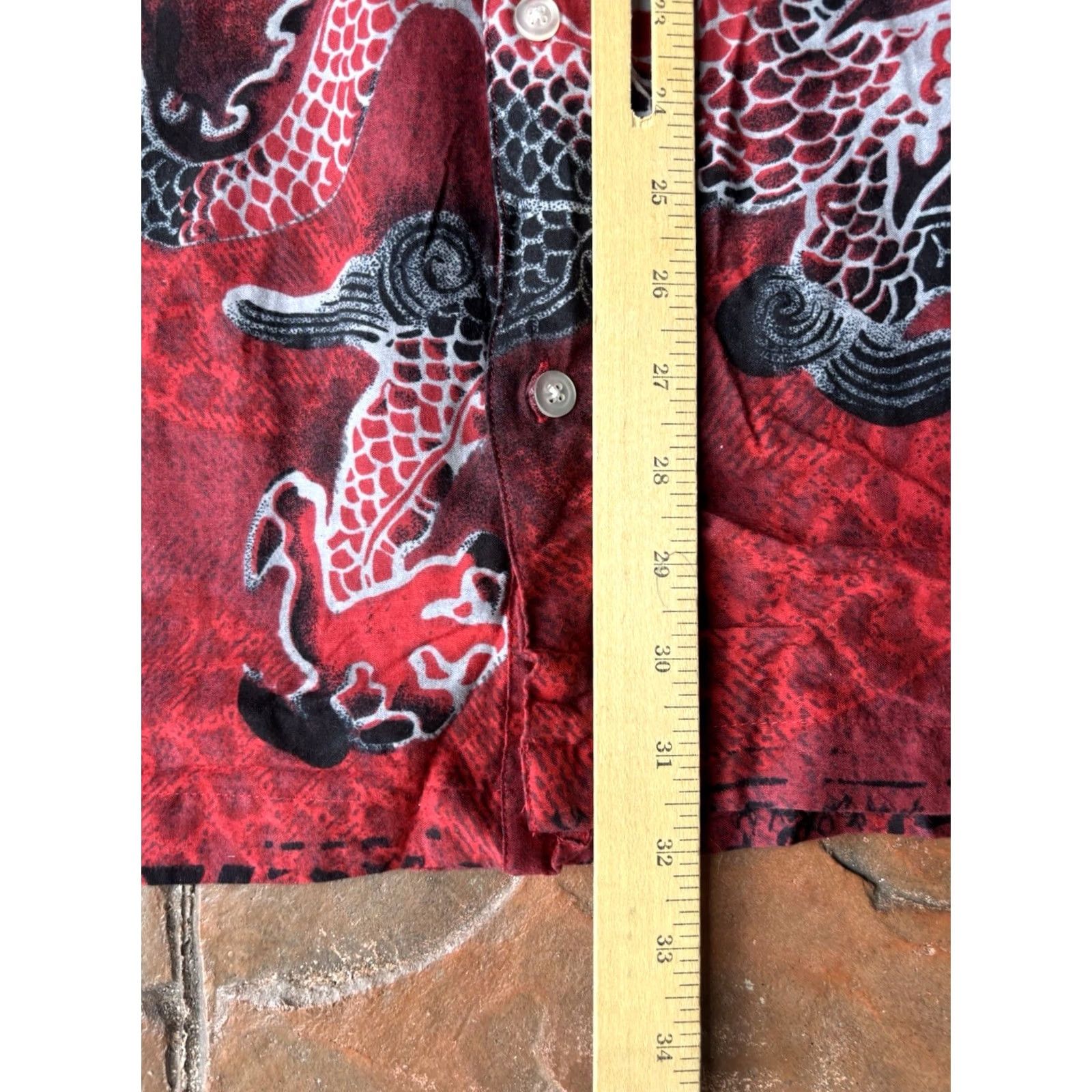 Vintage VINTAGE Utility Dragon Button Up Hawaiian Shirt Men’s XL Red Cotton Rayon Short Sleeve Camp Collar Button-Down Hawaii Y2K Grunge Streetwear Size US XL / EU 56 / 4 - 5 Thumbnail