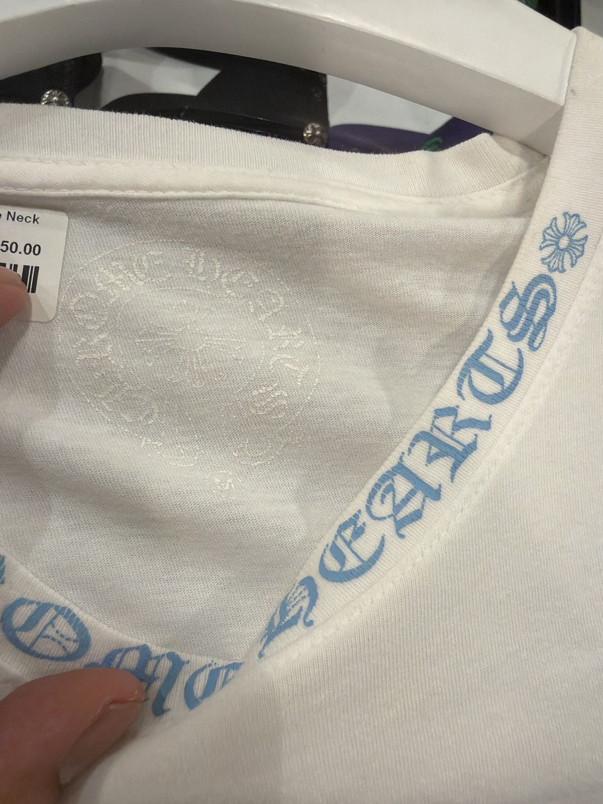 Chrome Hearts Chrome Hearts Light Blue Neck Logo White L/S Size US M / EU 48-50 / 2 - 3 Thumbnail