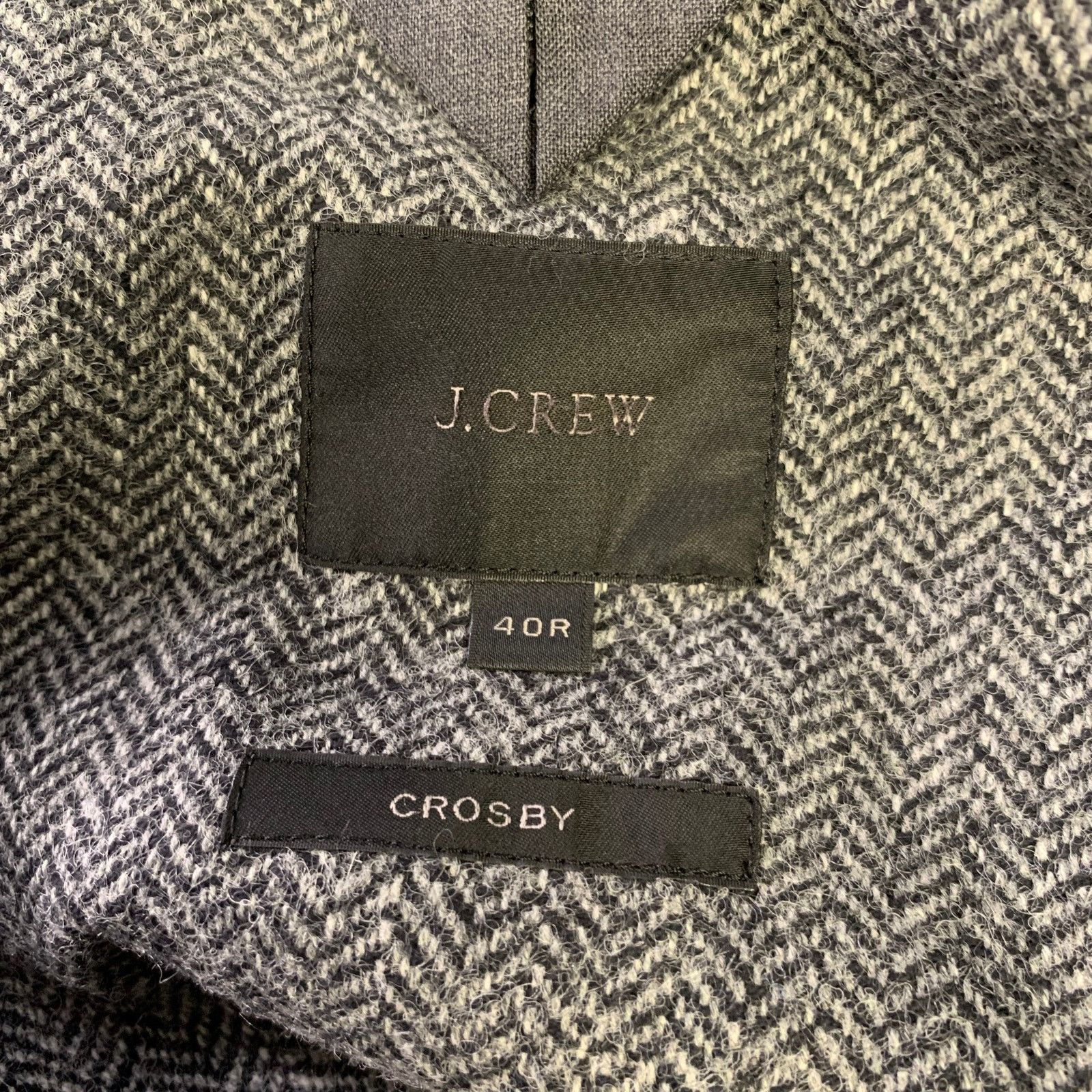 J.Crew J.CREW 40R Grey Black Herringbone Wool Sport Coat Size 40R - 7 Thumbnail