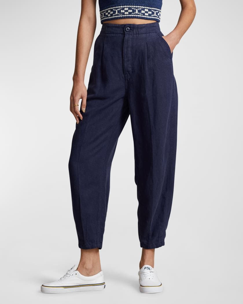 Polo Ralph Lauren Polo Ralph Lauren Pleated Linen Blend Twill Pants Navy Women Size 28" / US 6 / IT 42 - 3 Thumbnail