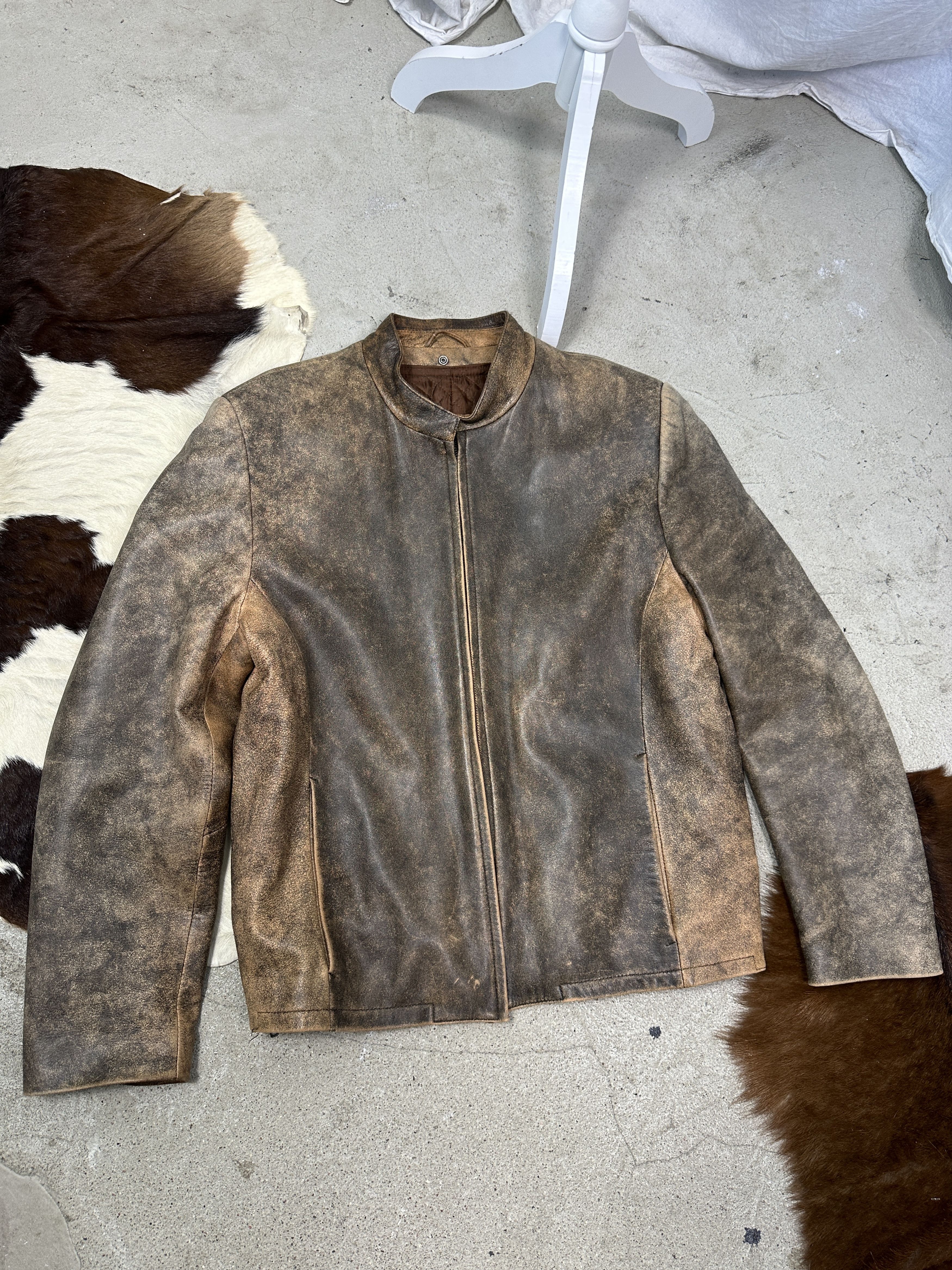 Vintage Vintage Leather Biker Moto Oversize Washed Jacket 00s Size US XL / EU 56 / 4 - 8 Thumbnail