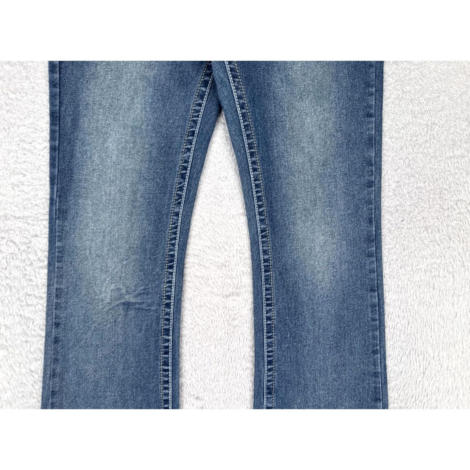 Vintage HARPER&IVY Jeans Bootcut Juniors 9 Blue Wash Mid Rise Stretch Rhinestone 29x31 Womens Pants Size 30" / US 8 / IT 44 - 3 Thumbnail