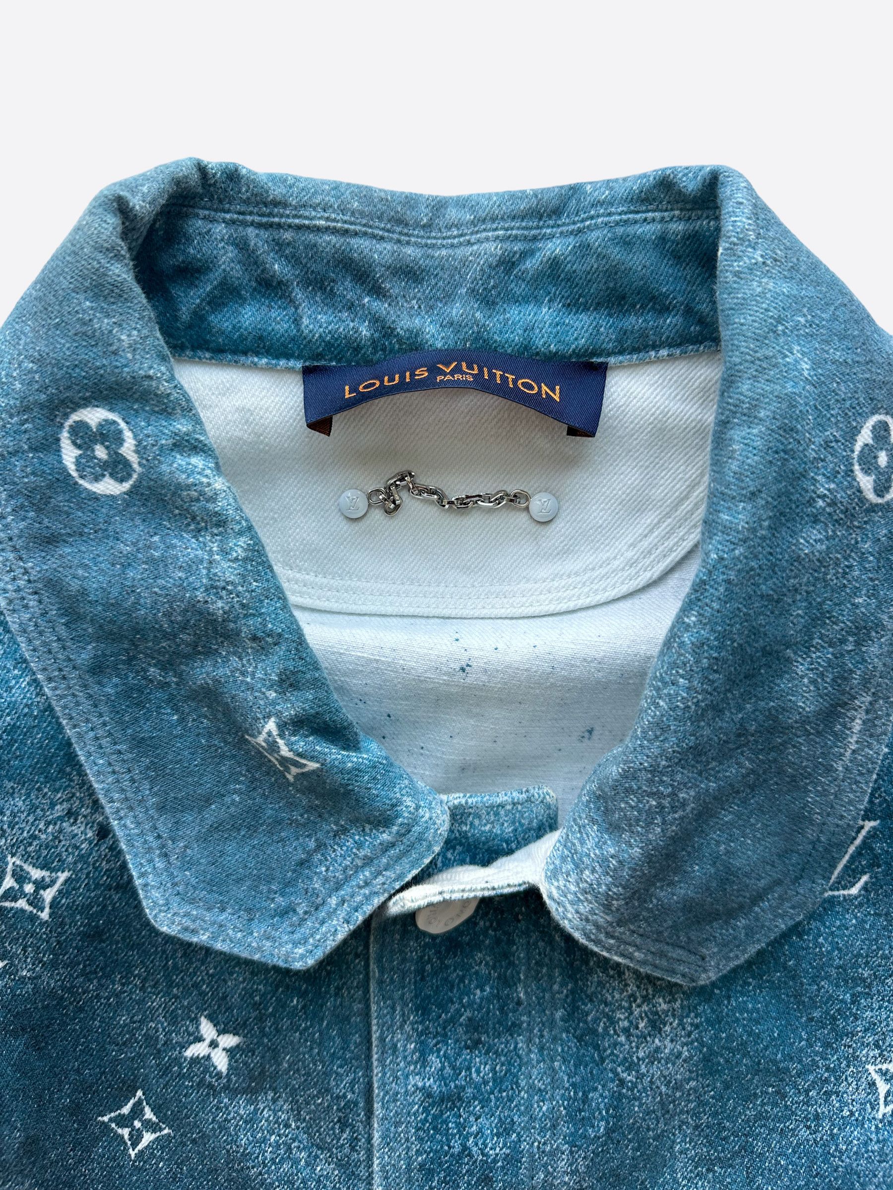 Louis Vuitton Louis Vuitton Blue & White Snowfall Monogram Denim Jacket Size US XXL / EU 58 / 5 - 3 Thumbnail