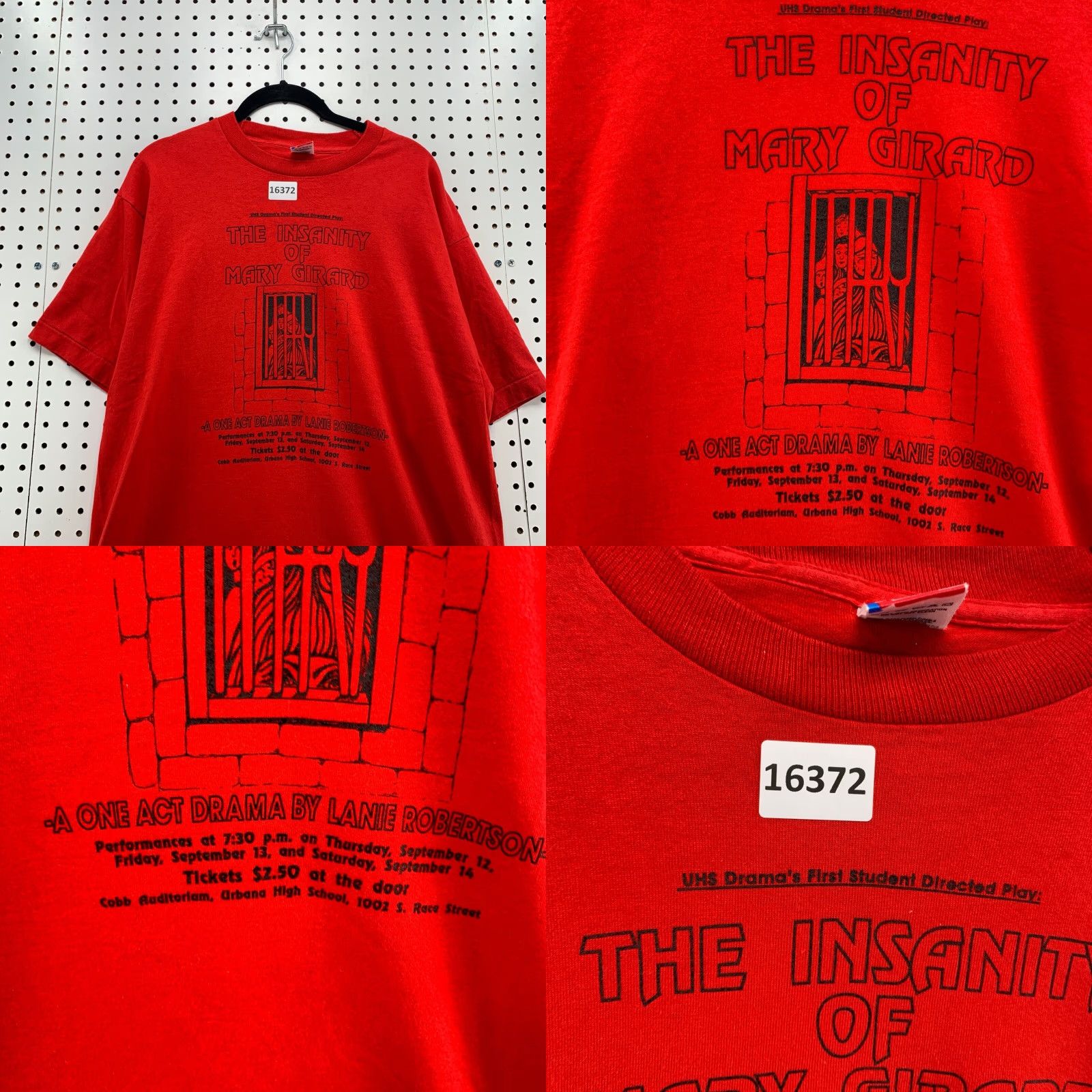 Fruit Of The Loom VINTAGE Fruit of the Loom T-Shirt Unisex Adults XL Red 90s School Play Stitch Possessed Devil Size US XL / EU 56 / 4 - 8 Thumbnail