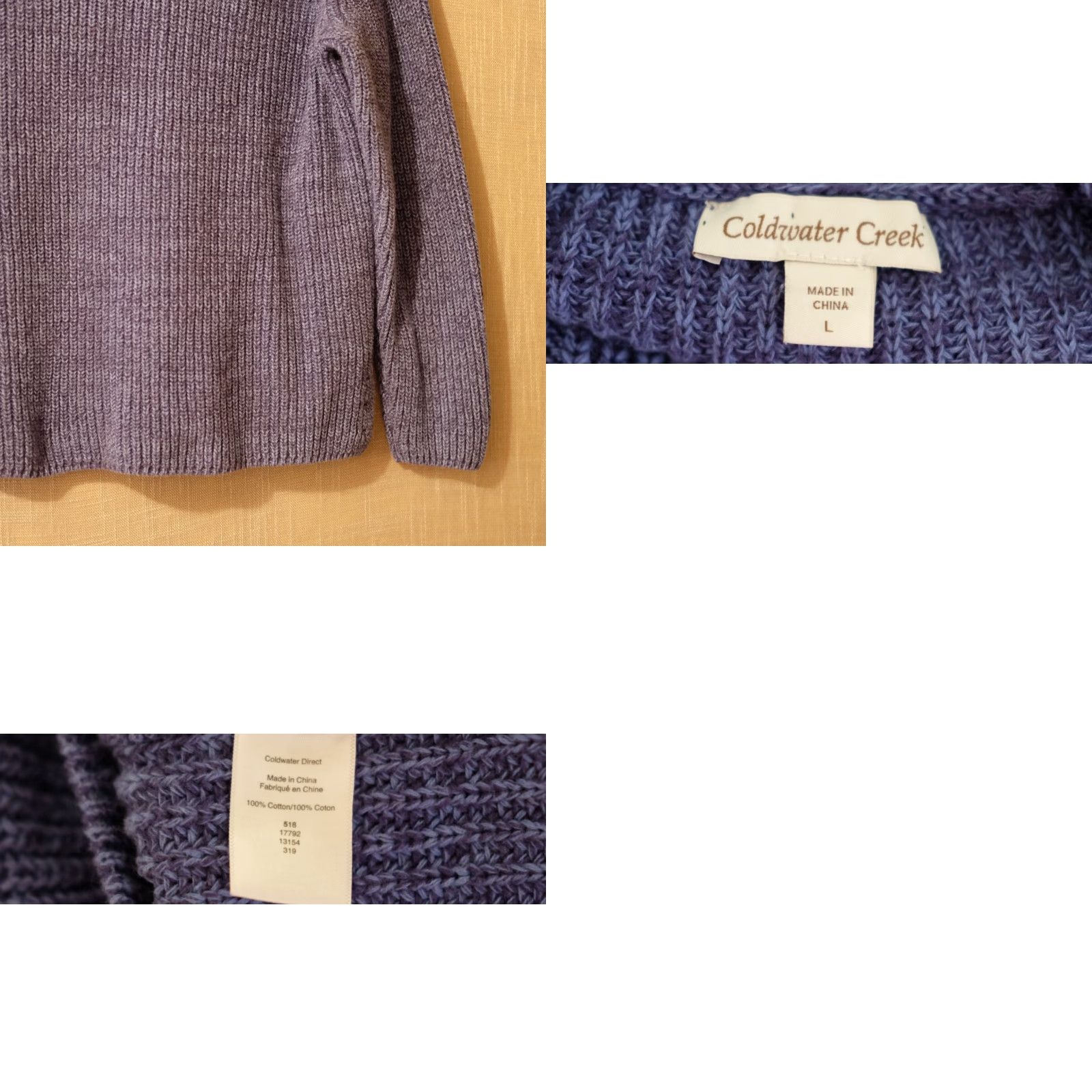Coldwater Creek EUC Coldwater Creek Sweater V-Neck Heather Blue 100% Cotton Women's L Size L / US 10 / IT 46 - 8 Thumbnail