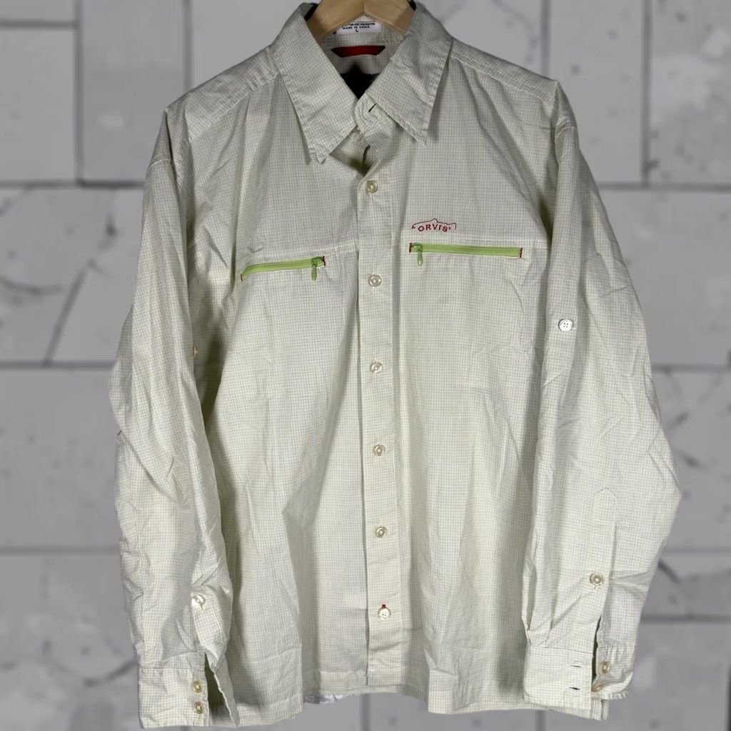 Orvis Orvis Trout Bum Cotton Blend Long Sleeve Button Down Shirt Mens Size L Beige Short Description not included Size US L / EU 52-54 / 3 - 1 Thumbnail