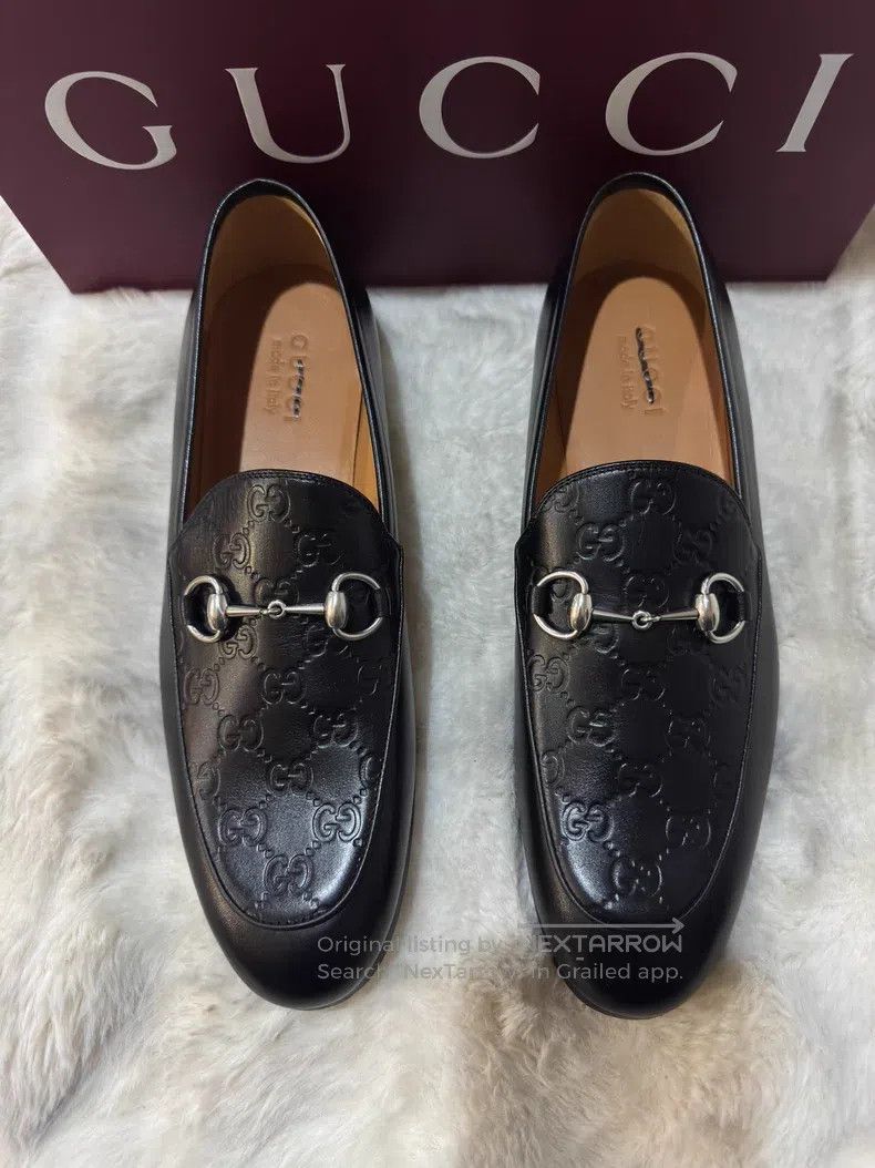 Gucci Guicci Full Print Horseshoe Buckle Black Loafers Leather S Size US 11 / EU 44 - 1 Thumbnail